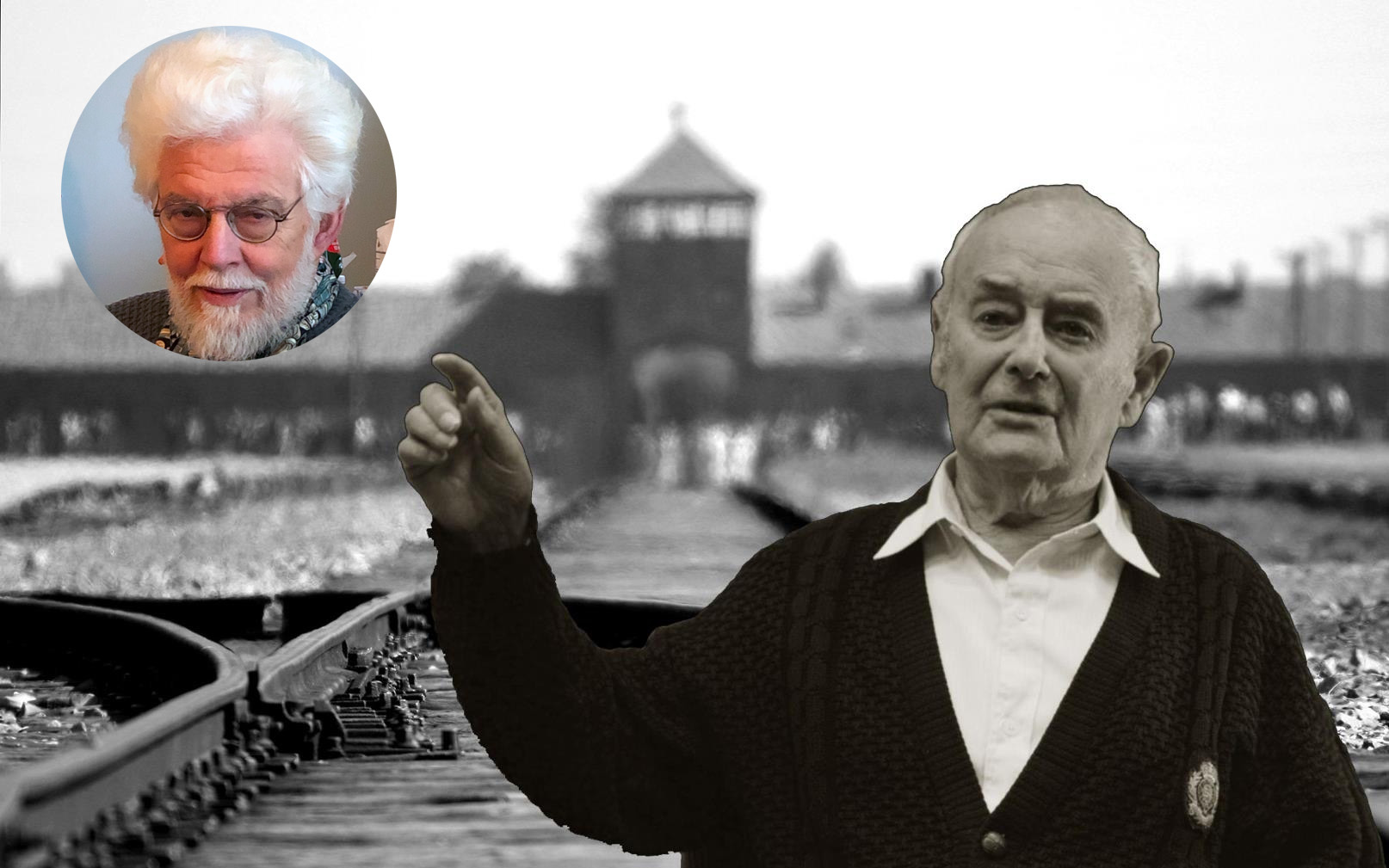 Infällt färgfoto i svartvit bild.