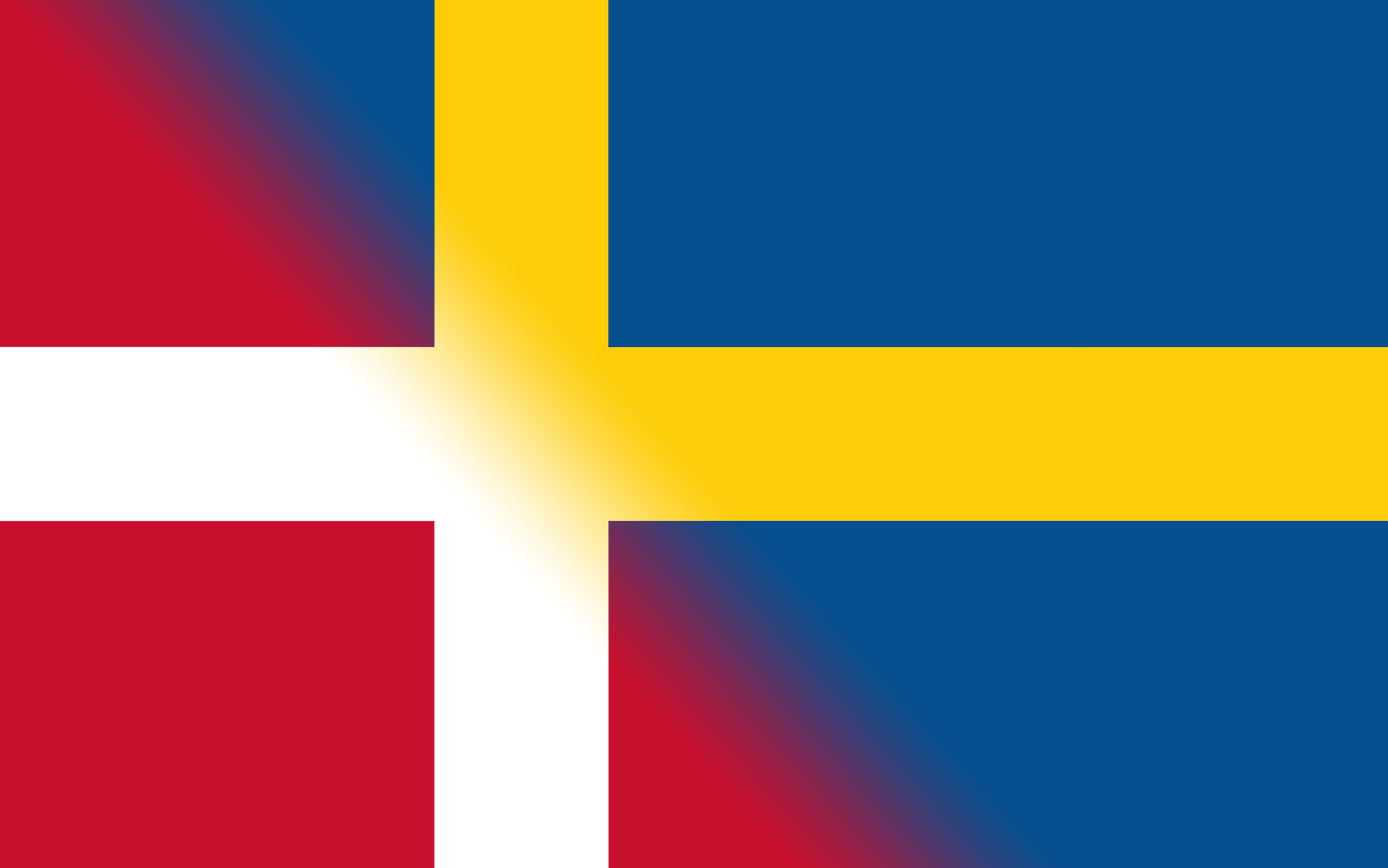 En flagga som är till hälften dansk och hälften svensk.