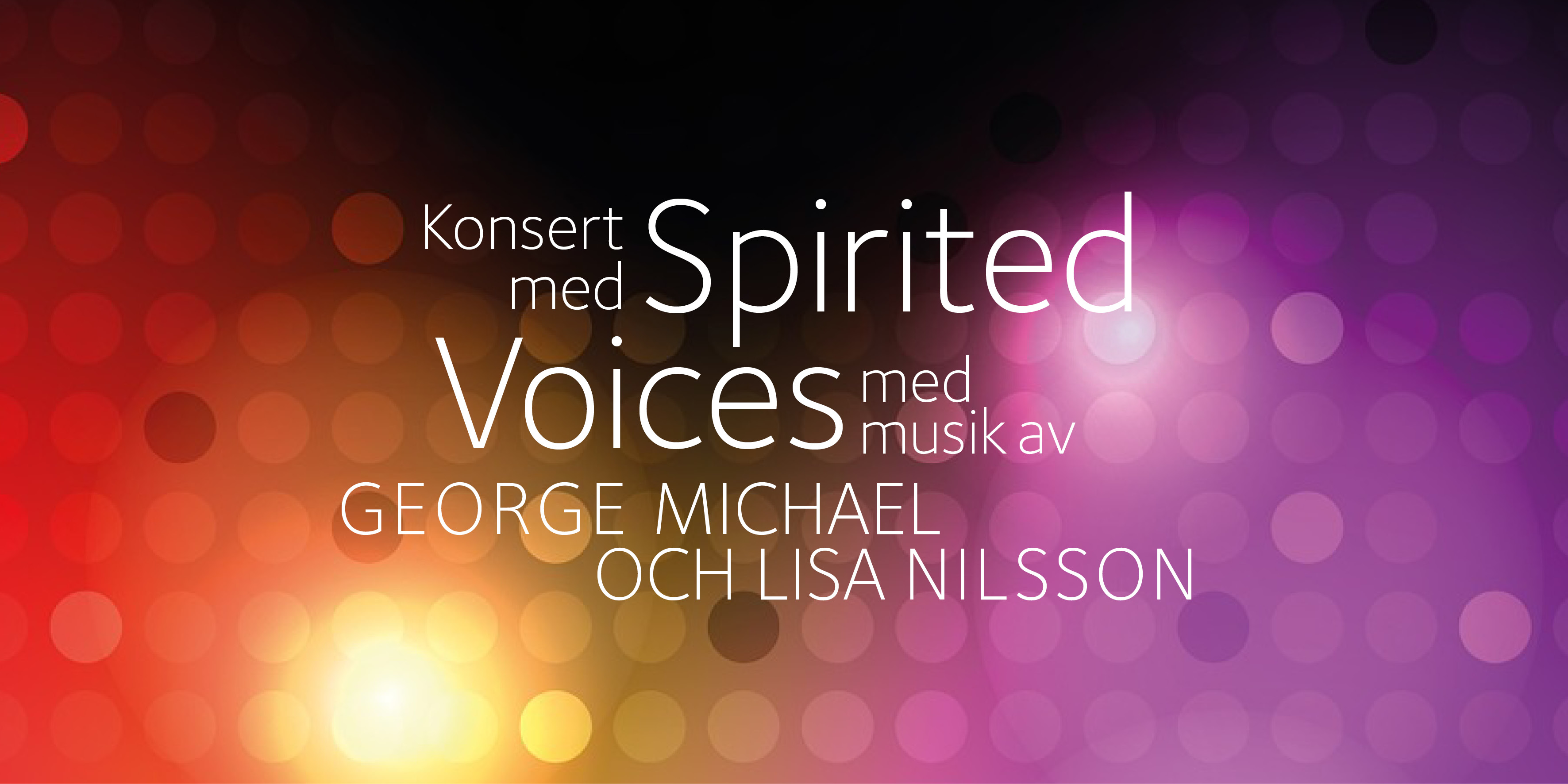 Glittrande bakgrund med information om konsert den 12 mars. 