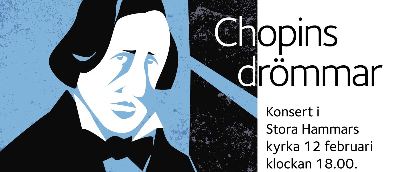 Illustration av Chopin med texten Chopins drömmar
