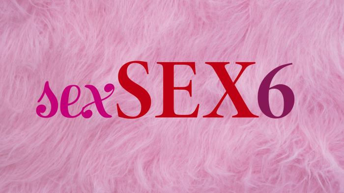 Texten: sexSEX6 på rosa bakgrund.