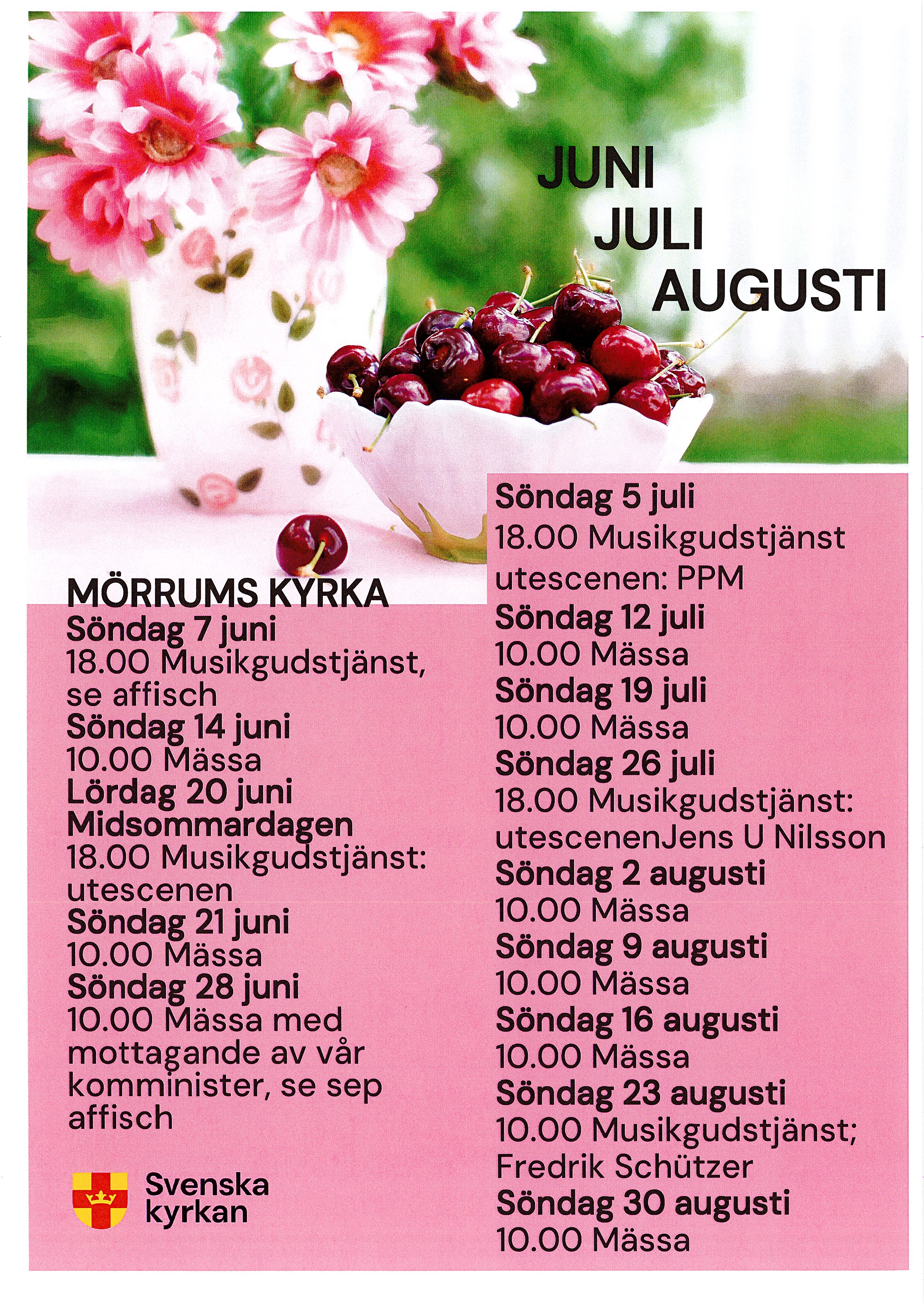 Gudstjänster juni-juli-augusti