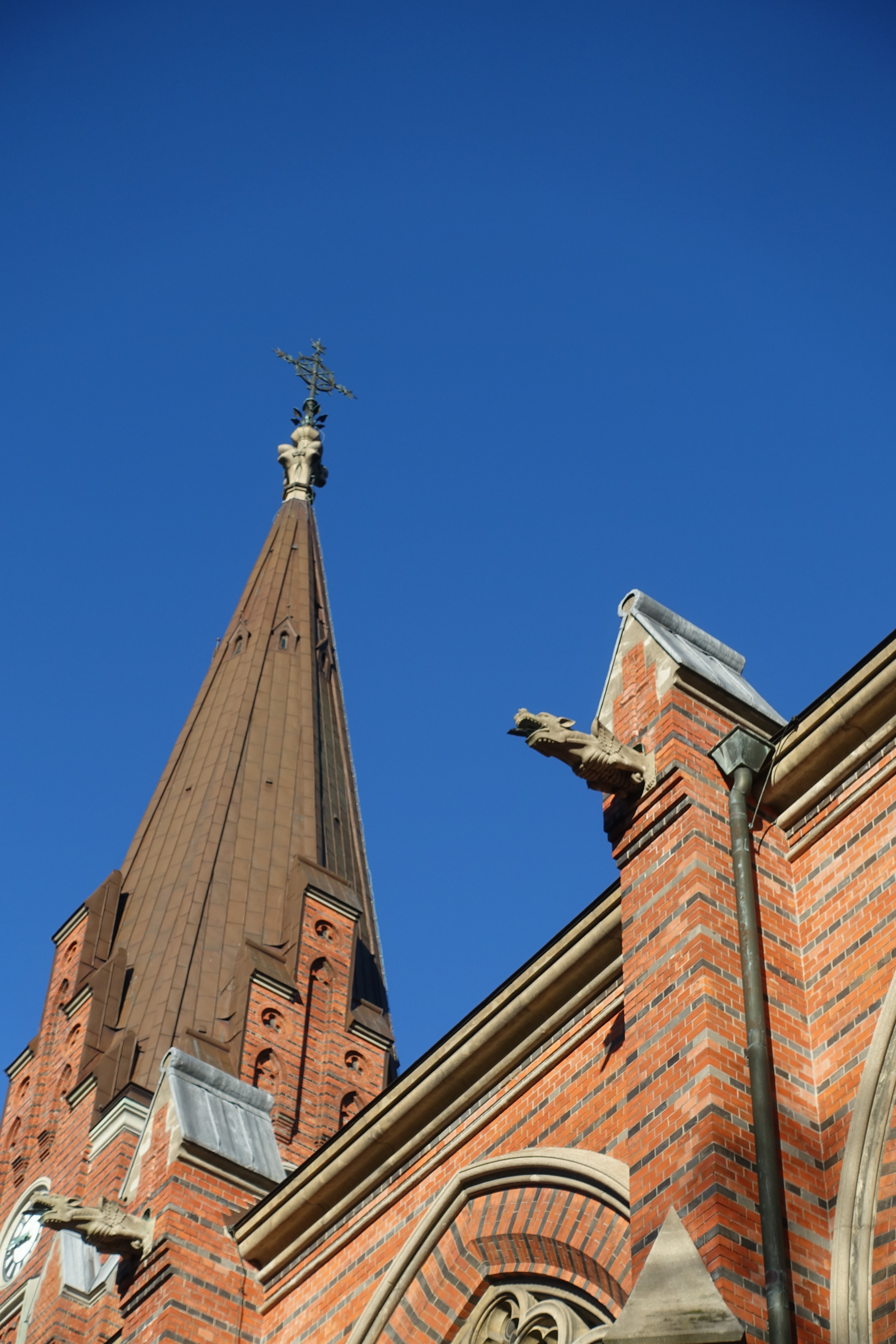 Bild på tornet taget från sydost med gargoyles framför