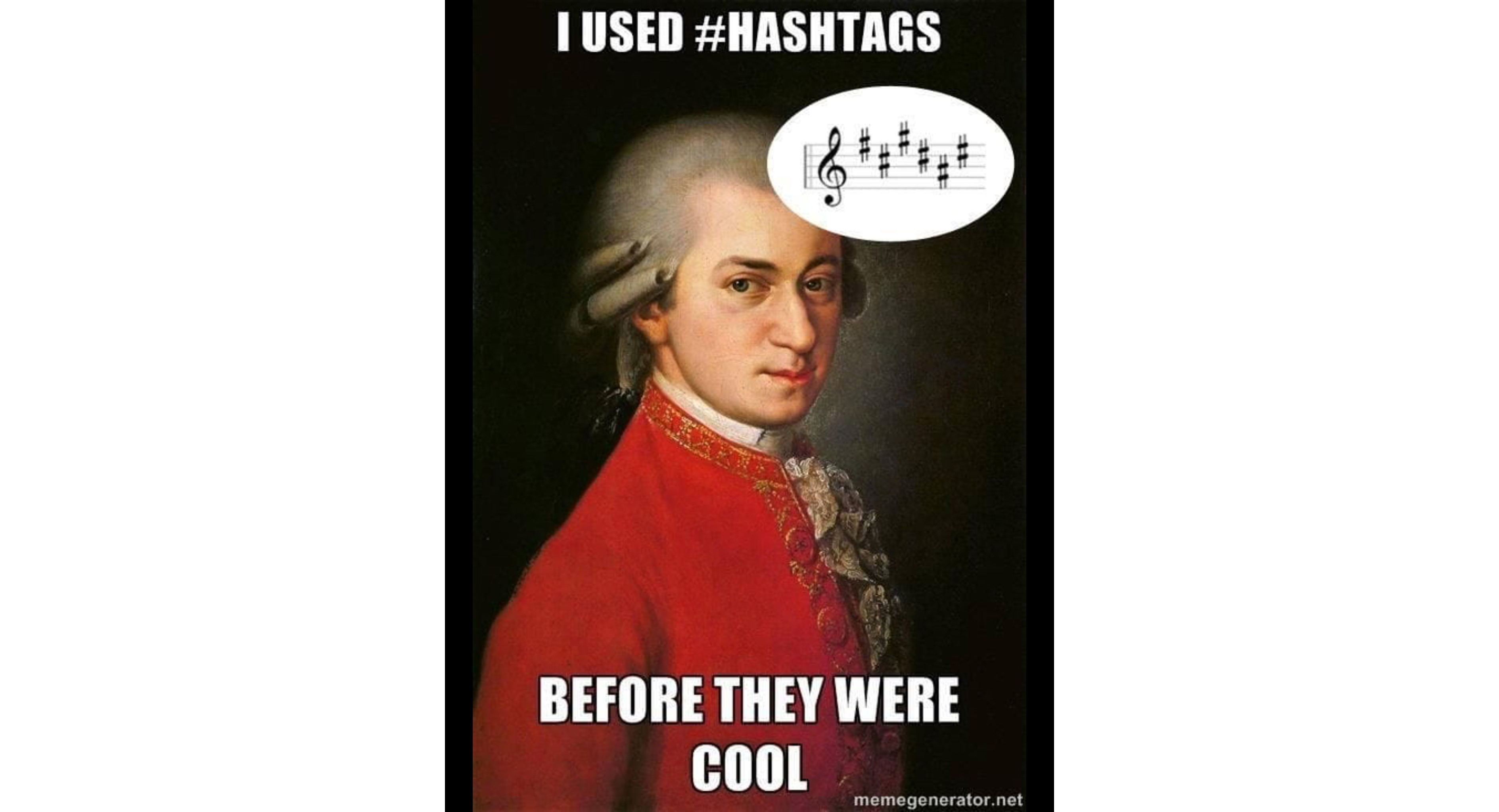 Mozart om hash tags