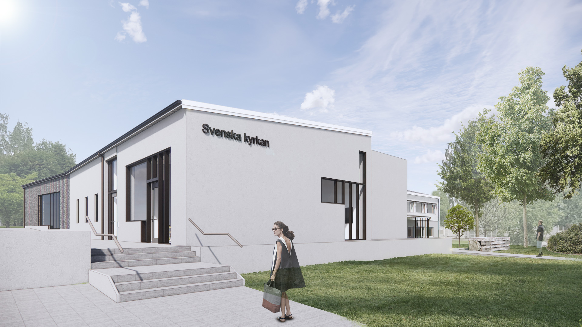 Skissbild på Kyrkcenter nya huvudentré 