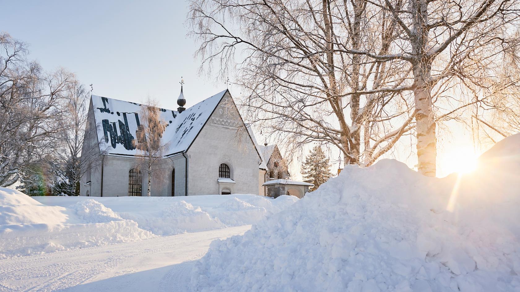 Bild på Öjeby kyrka i Vintertid
