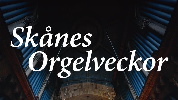 Orgelpipor och texten Skånes orgelveckor.