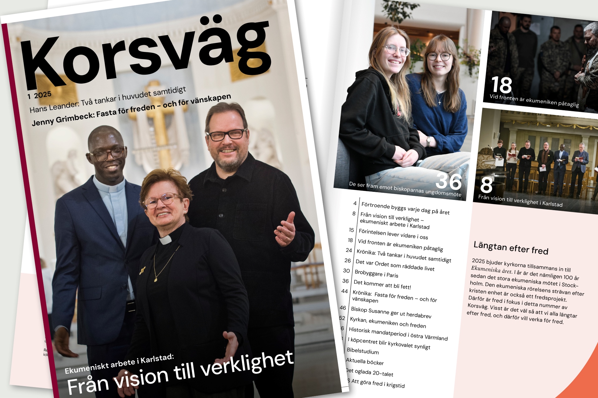 Omslag och första uppslag i tidskriften Korsväg.