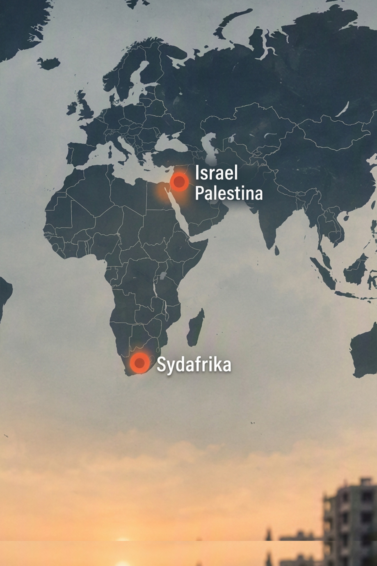 Karta över Sydamerika, Israel, Palestina