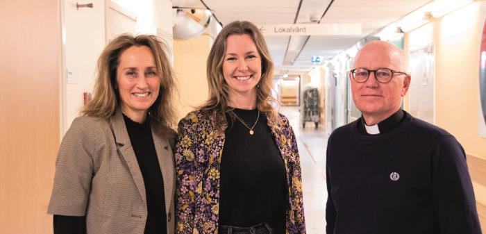 Psykoterapeuten Marie Pervik, socionomen Petra Lax och prästen Per-Olof Holm är trion som utgör Sjukhuskyrkan på Kungälvs sjukhus.