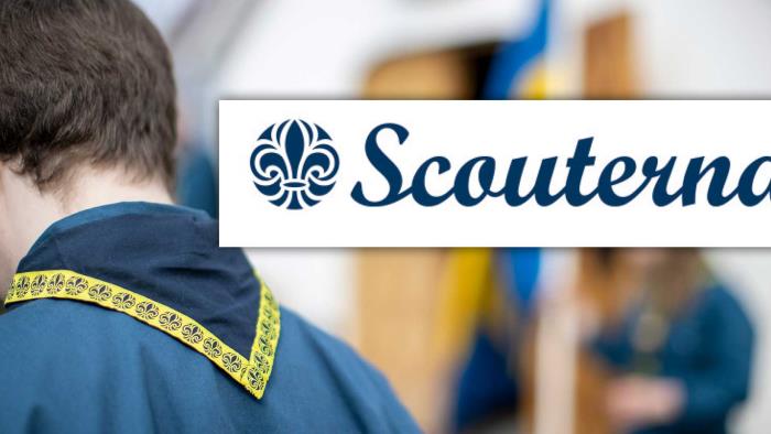 Scouter logga och bild på scout i uniform