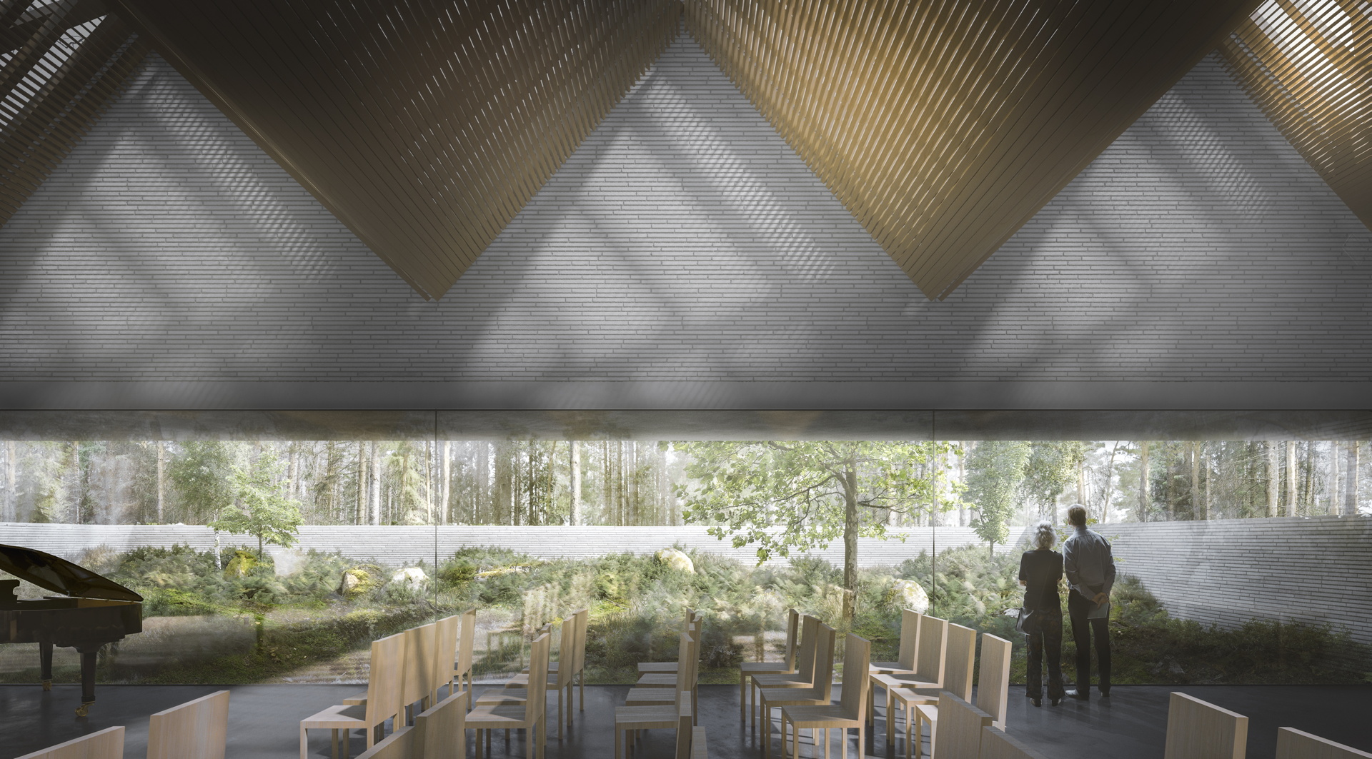 Dioramat från ceremonilokalen ut mot naturen.