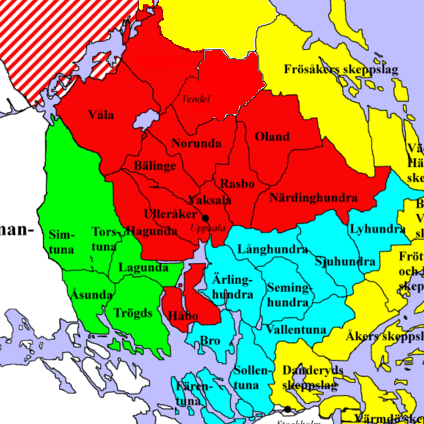 Karta över gamla folkland i Uppland