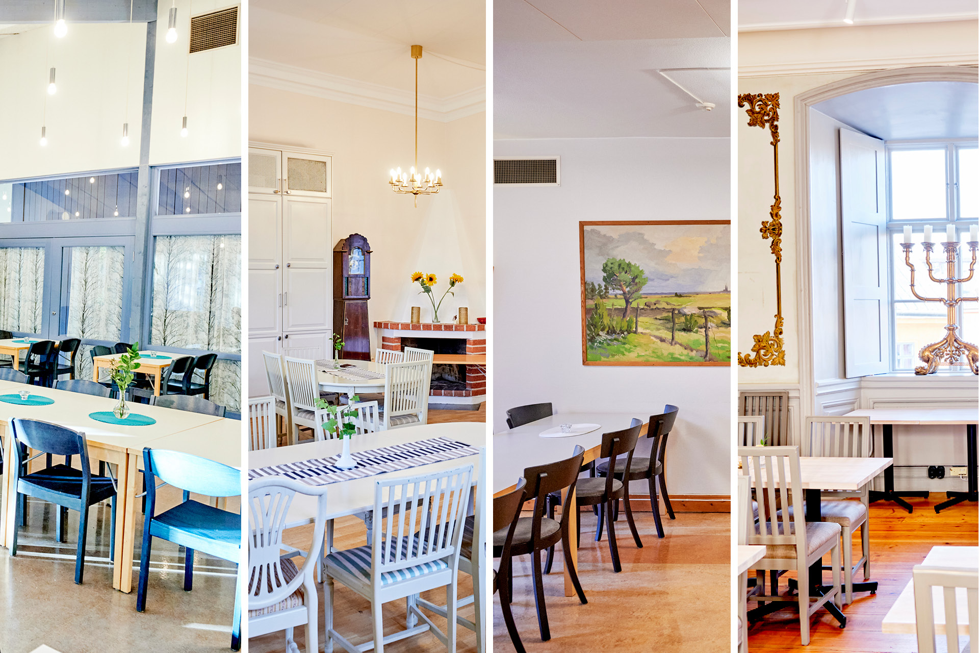 Kollage med Domkyrkoförsamlingens fyra församlingslokaler