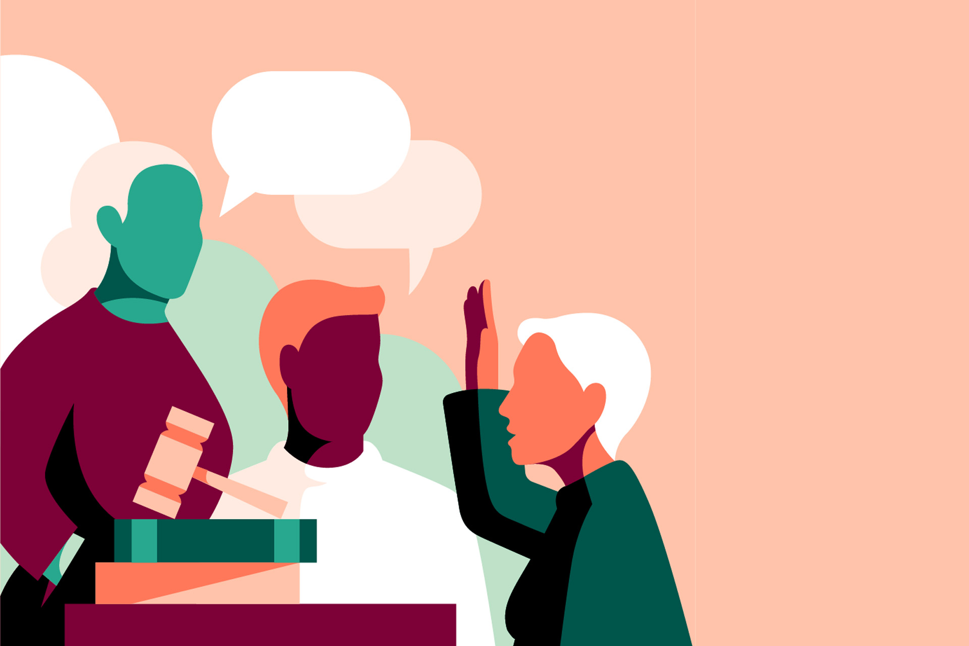 Illustration föreställande en person som väljs in till något. Hen har ena handen lyft.