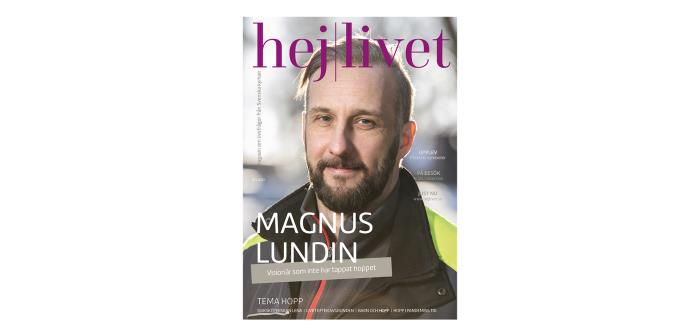 Omslaget på magasinet Hej livet med porträttbild på Magnus Lundin