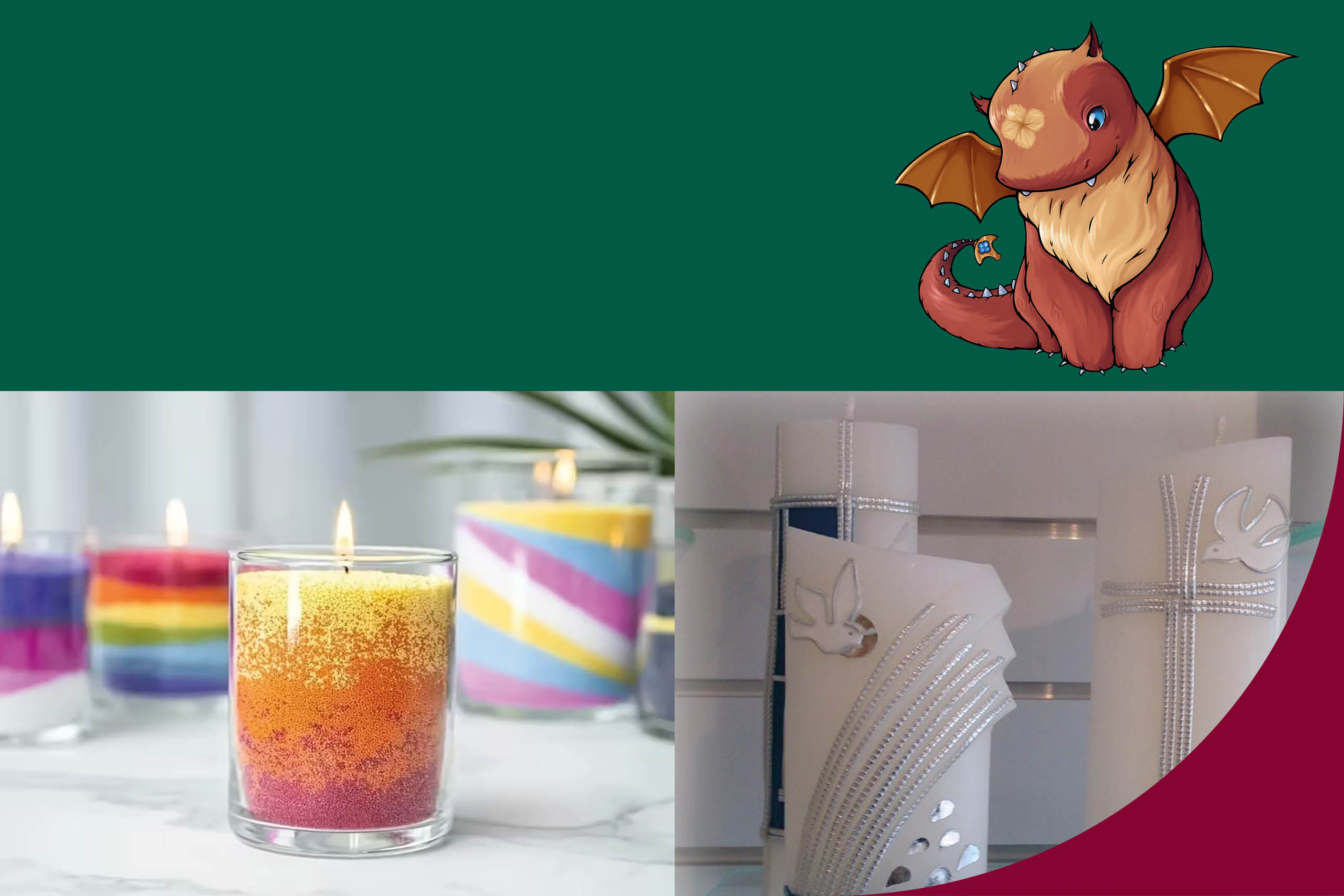 Bilder på ljus i färgglada färger.