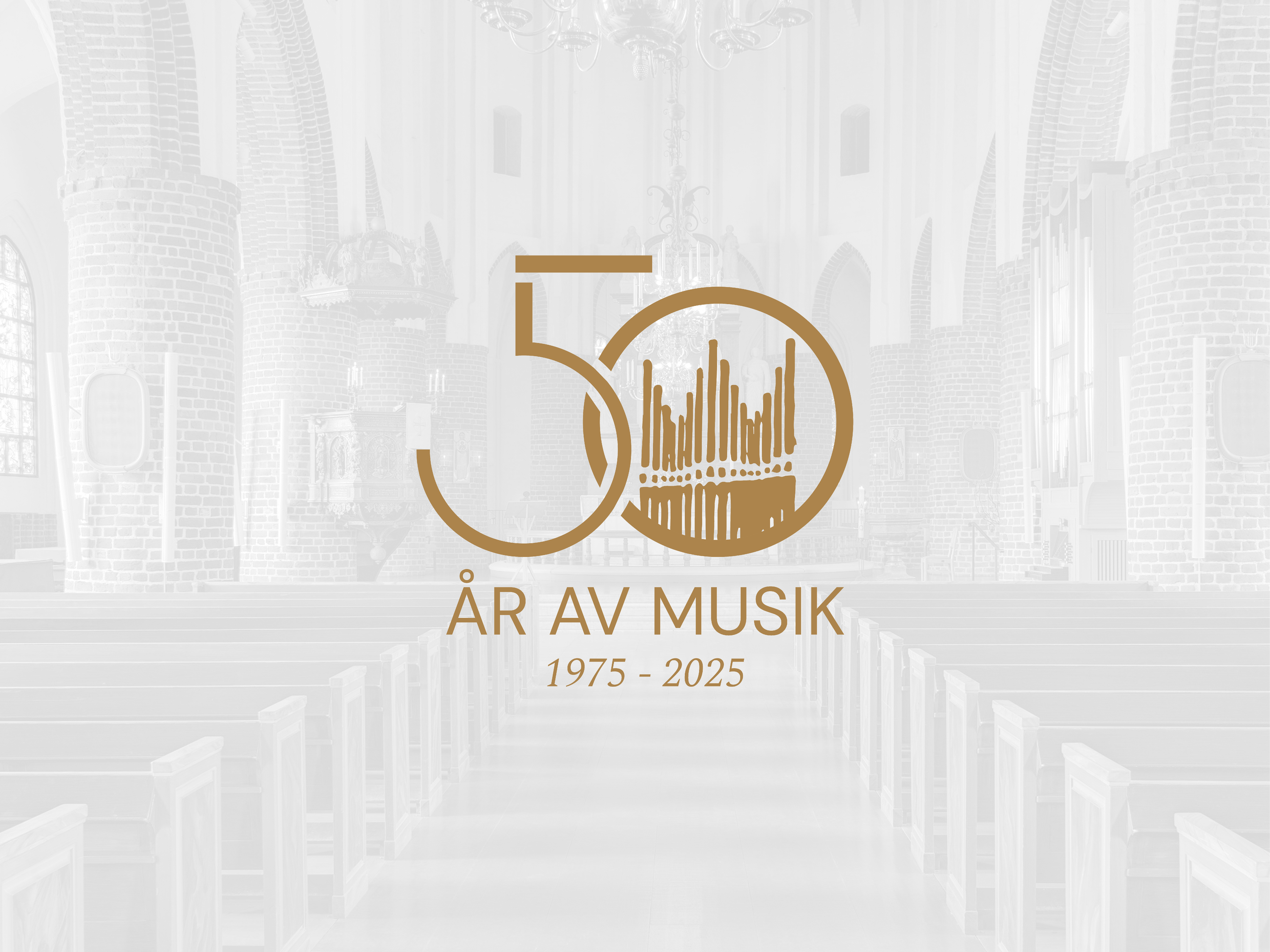 Bildmontage av S:t Nikolai och loggan för Lördagsmusiken