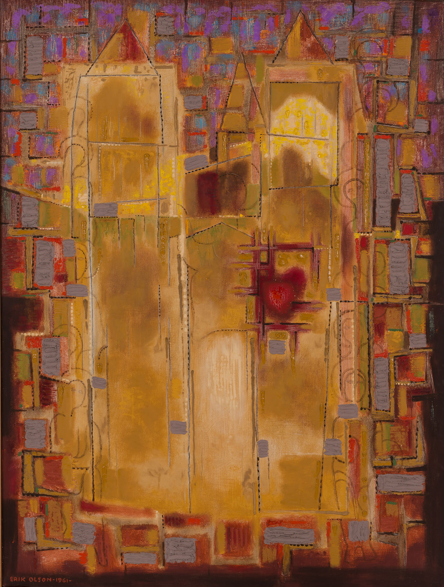 En målning av konstnären Erik Olson föreställande Jesu Hjärta