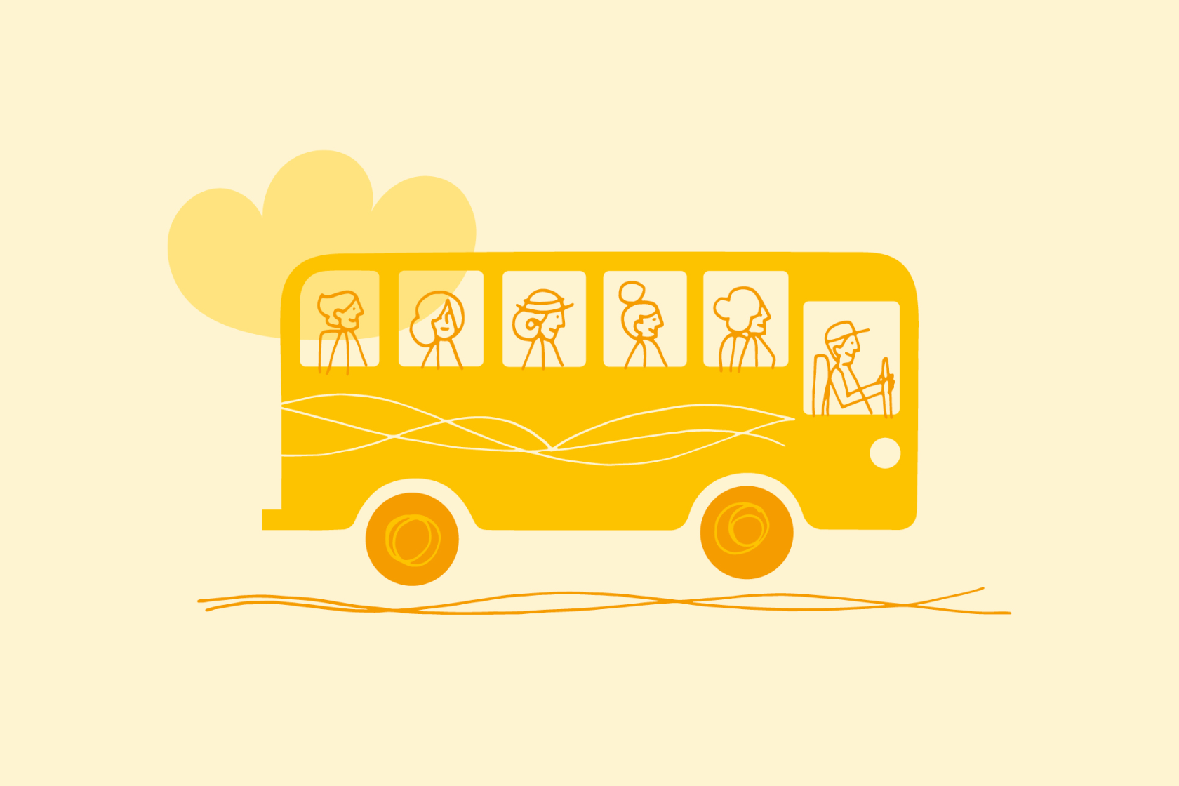 En gul buss på väg mot framtiden.