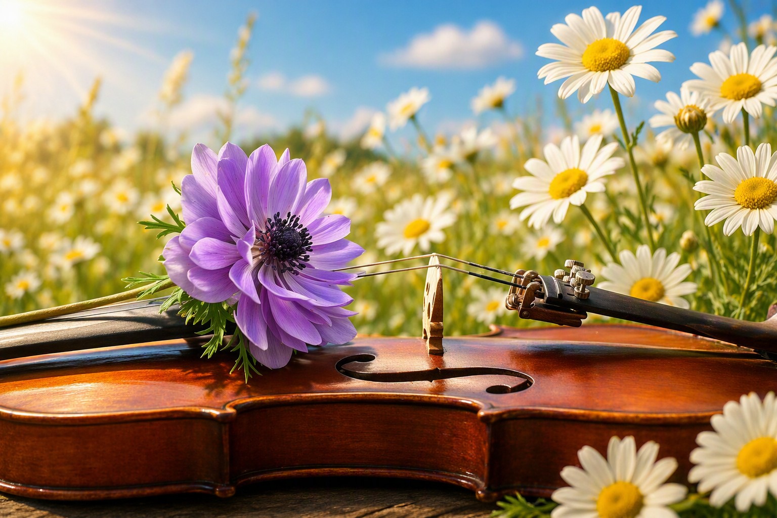 Musikinstrument med somrig bakgrund