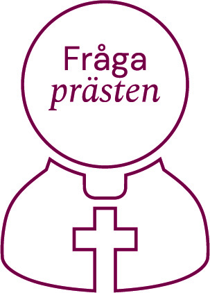 Enkel illustration av en präst med texten Fråga prästen