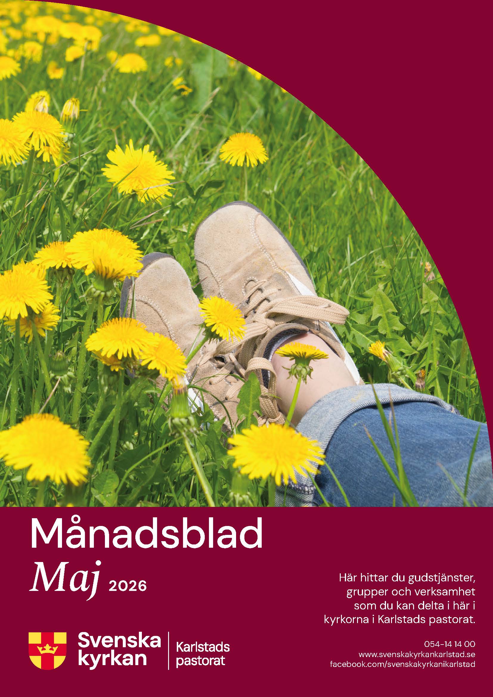 Åå en gräsmatta med maskrosor syns ligger en person med jeans och sneakers. Endast benen syns.
