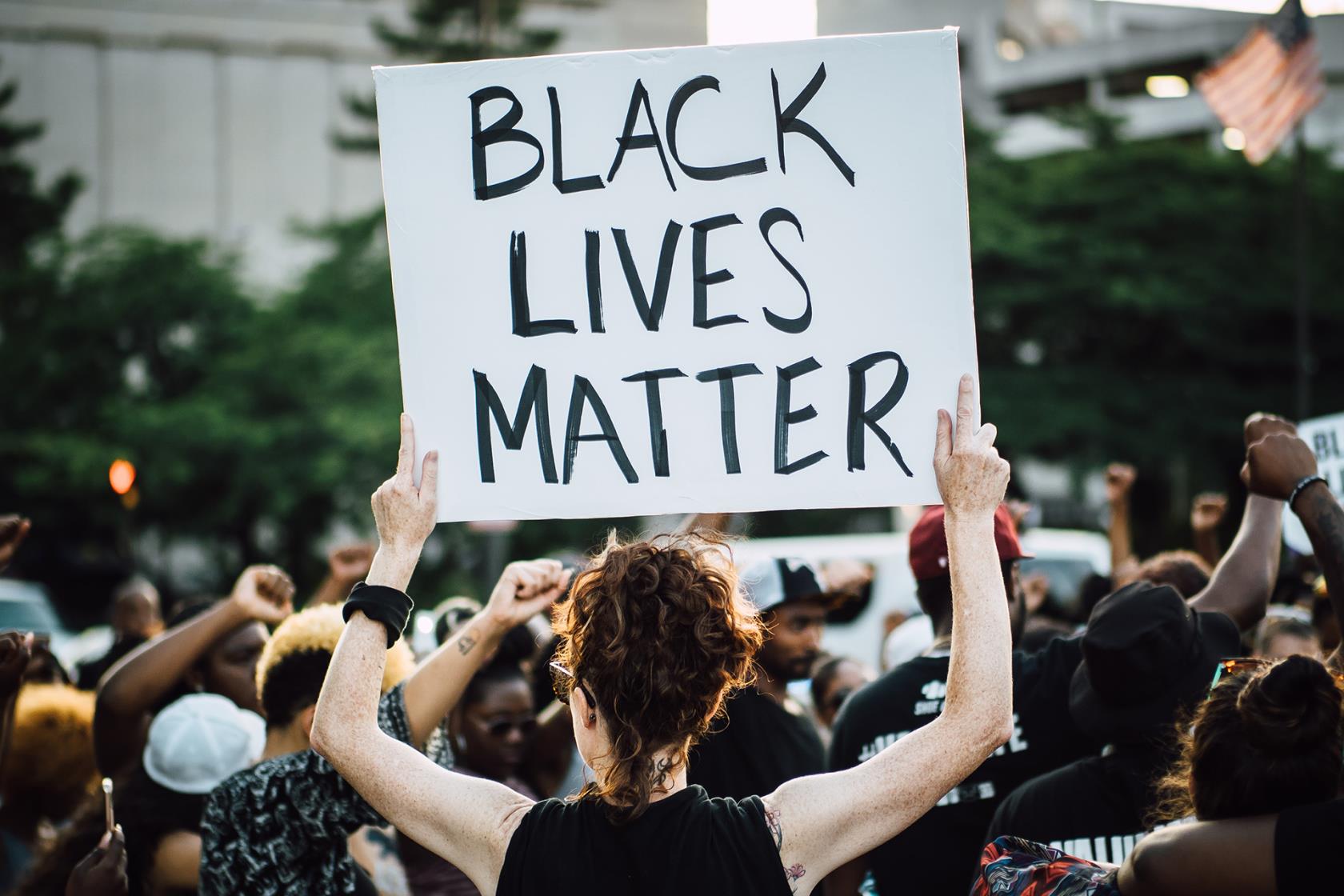 Manifestation för Black Lives Matter 2020.