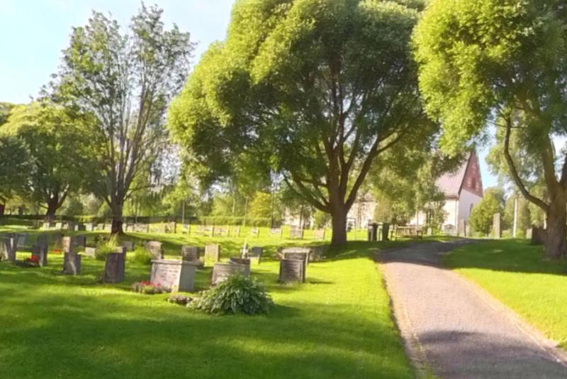 Se dig omkring på kyrkogården i 360 grader. Klicka på bilden för att komma till en karta över kyrkogården.