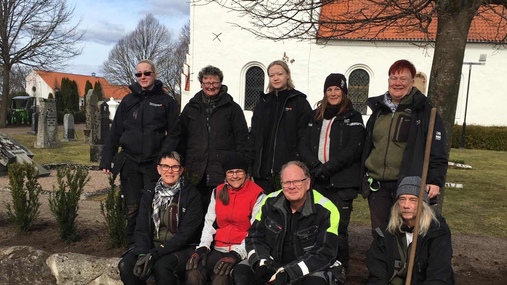 Fr v Översta raden Pernilla, Carina, Emma, Linda, Bitte Nedre raden, Lotta, Christina, Anders och Arne