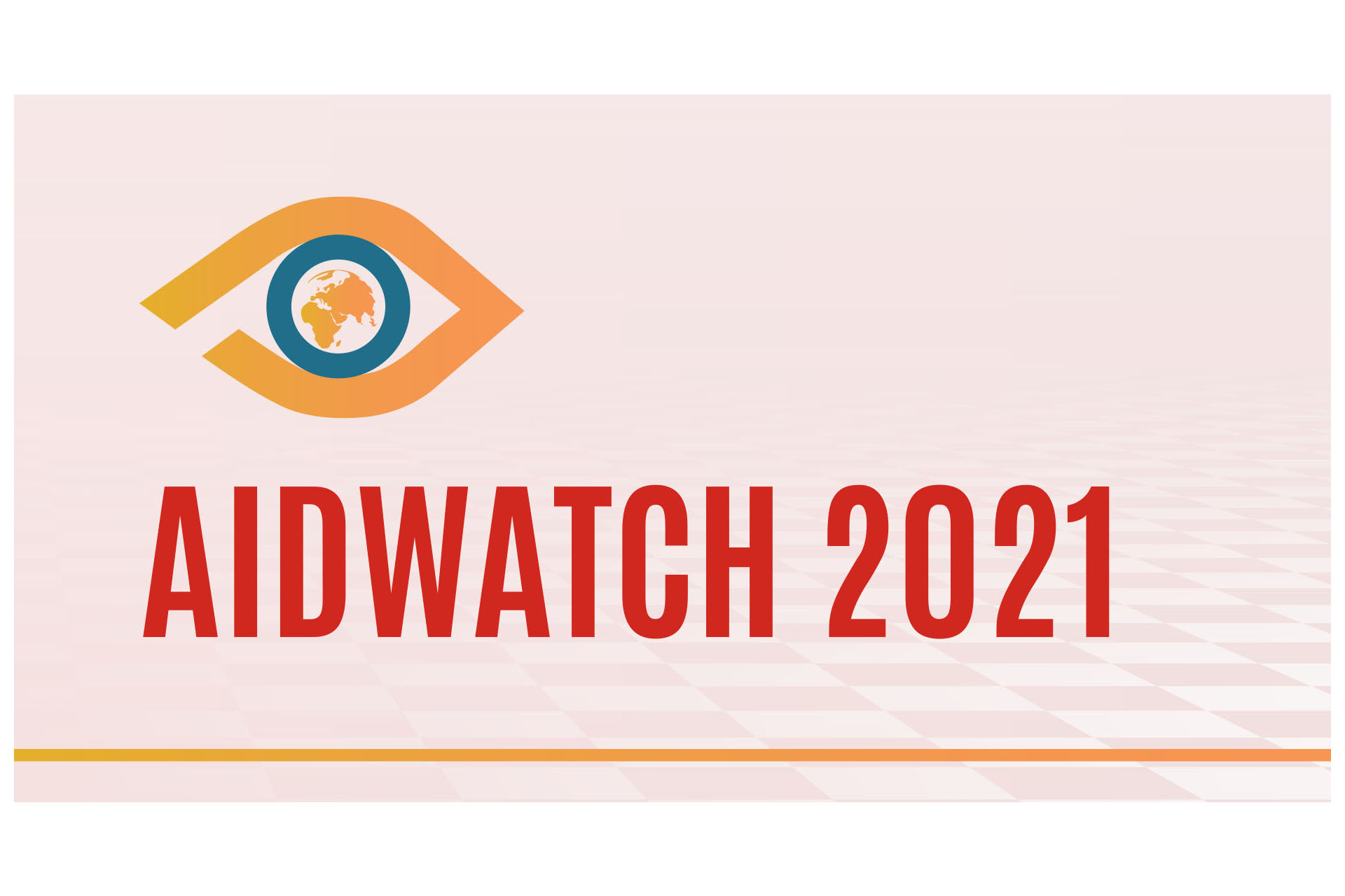 Röd text på rosa bakgrund. Aidwatch 2021.