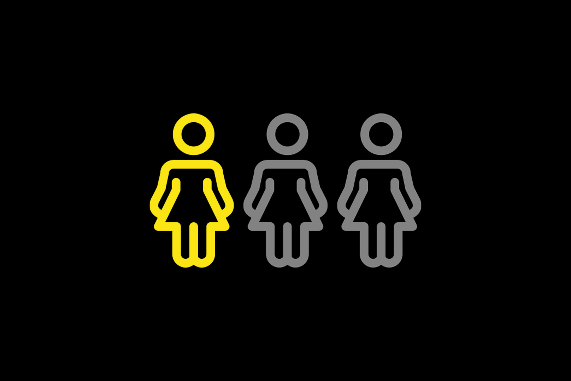 Illustration med tre flickor där en visas i gul färg