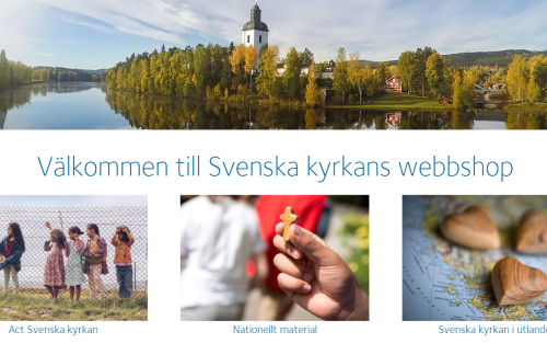 Skärmklipp som visar Svenska kyrkans webbshop
