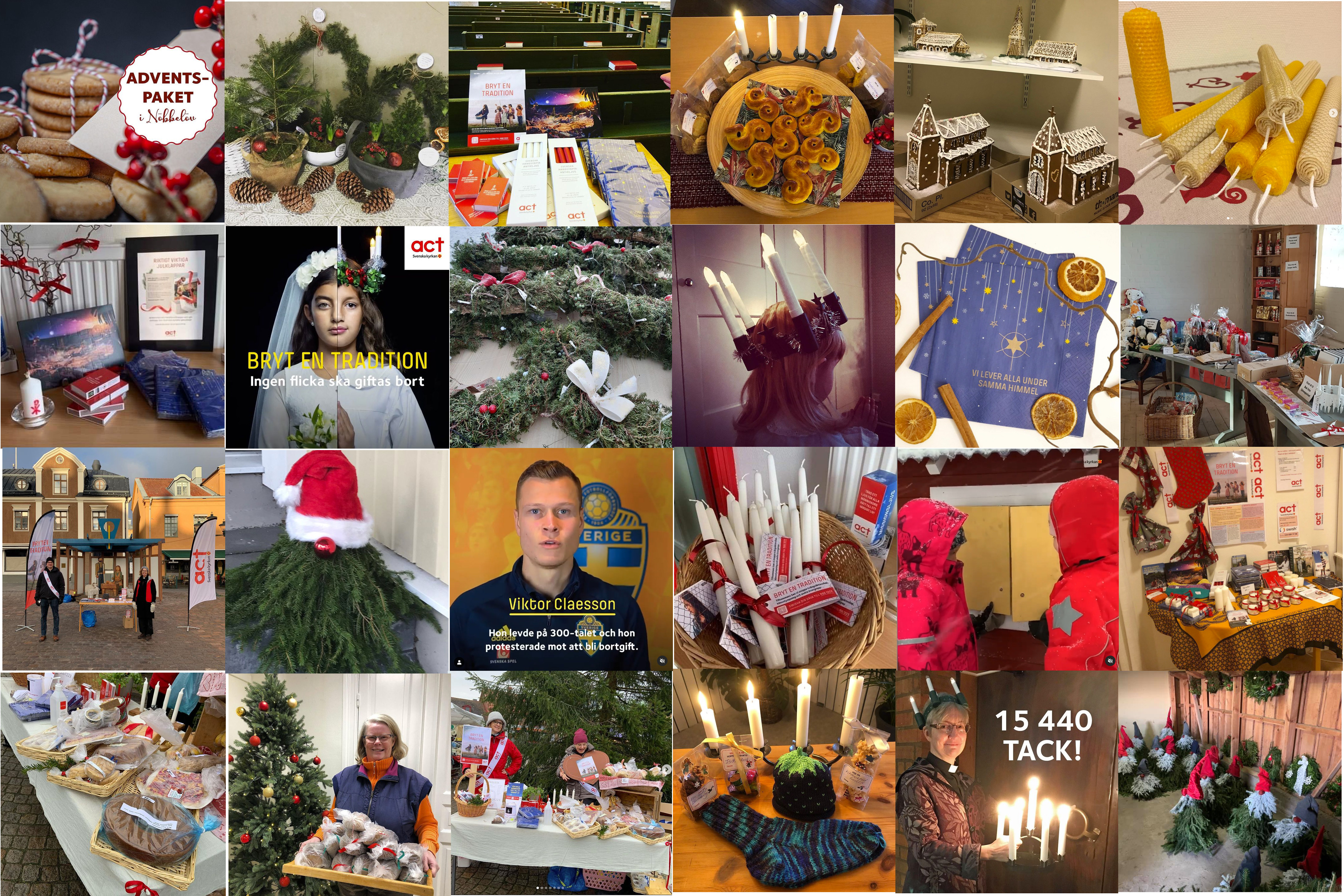 Collage med bilder från församlingars sociala medier. 