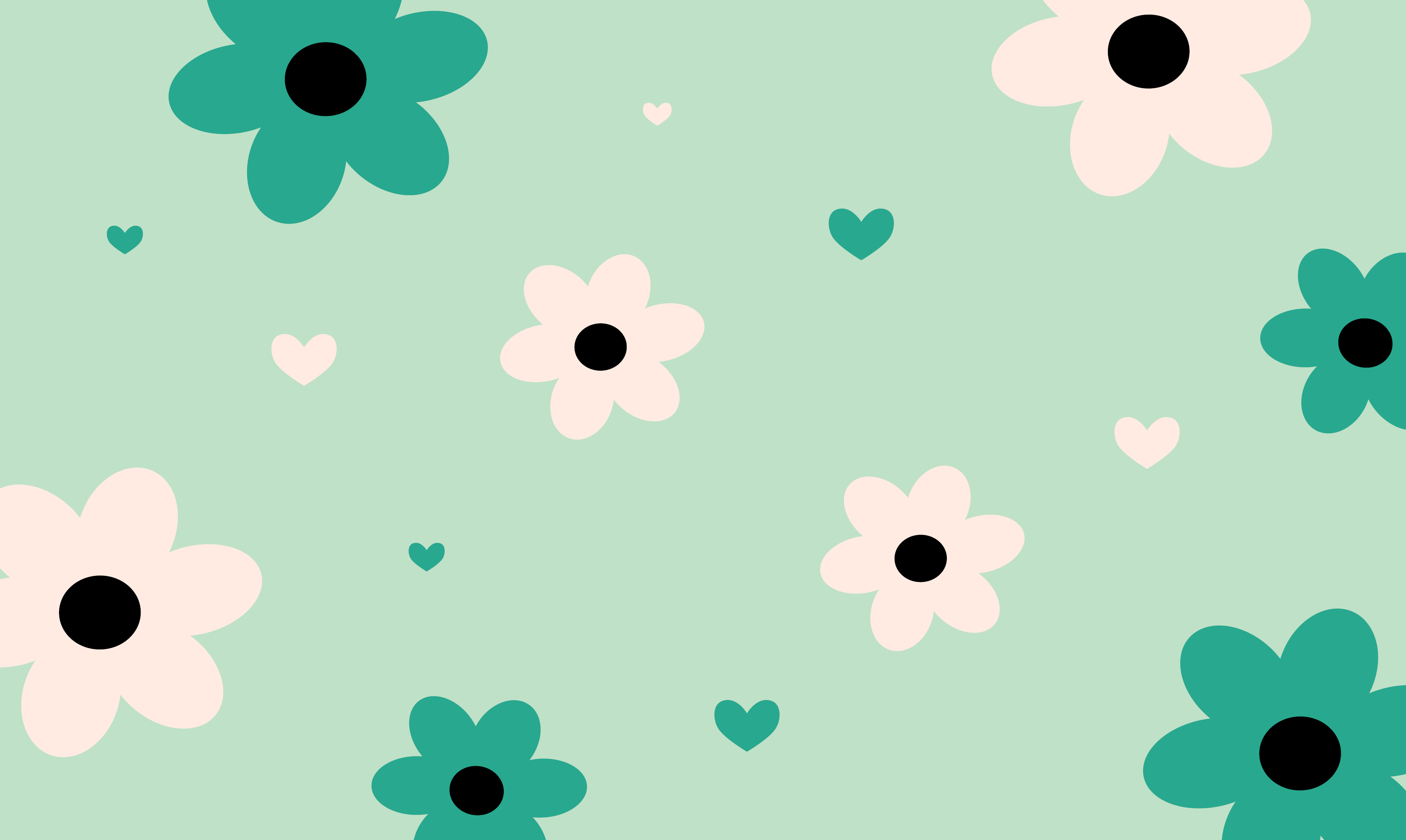Illustration av blommor och hjärtan.