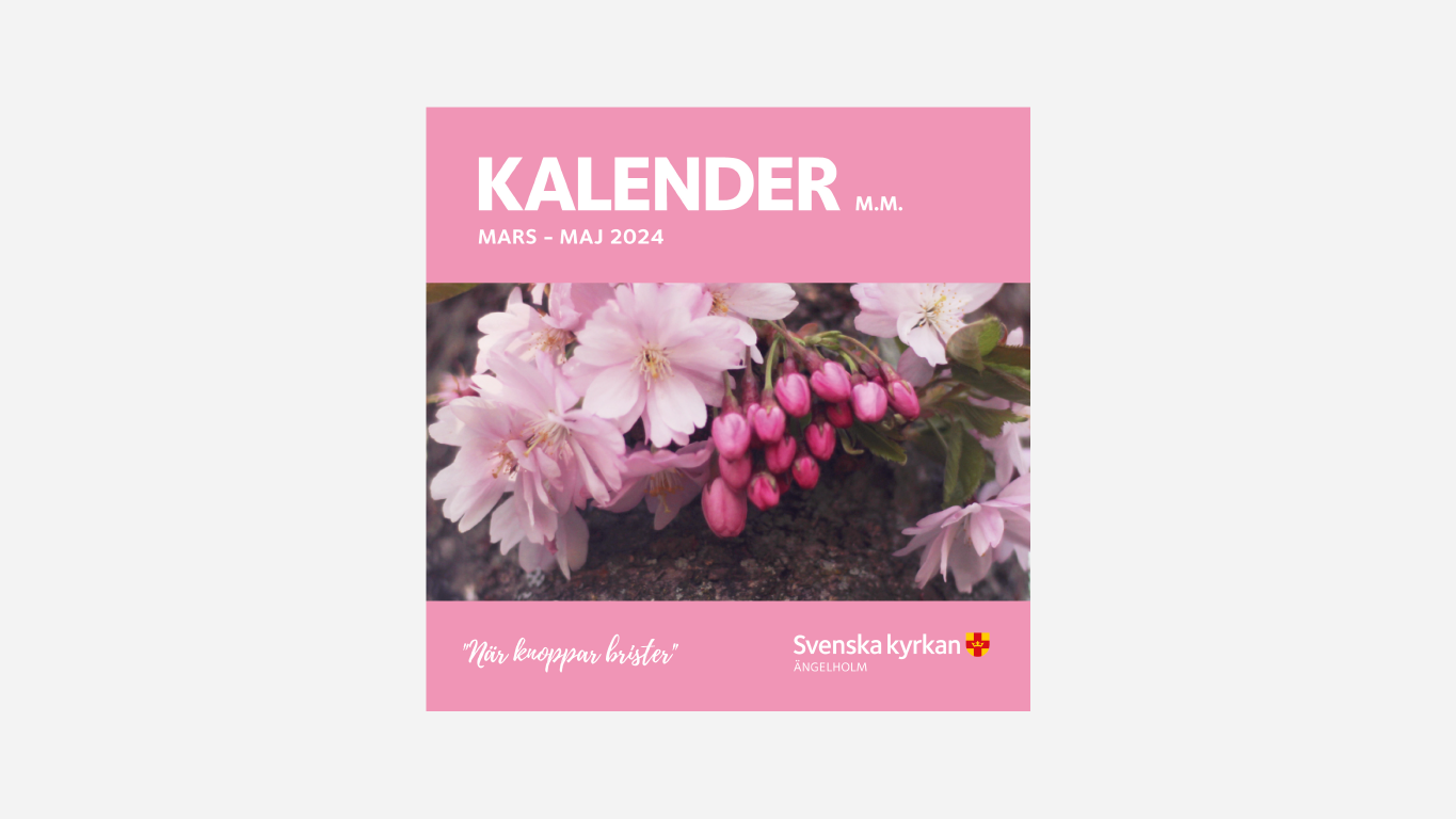 Kalender med motiv av körsbärsblommor.