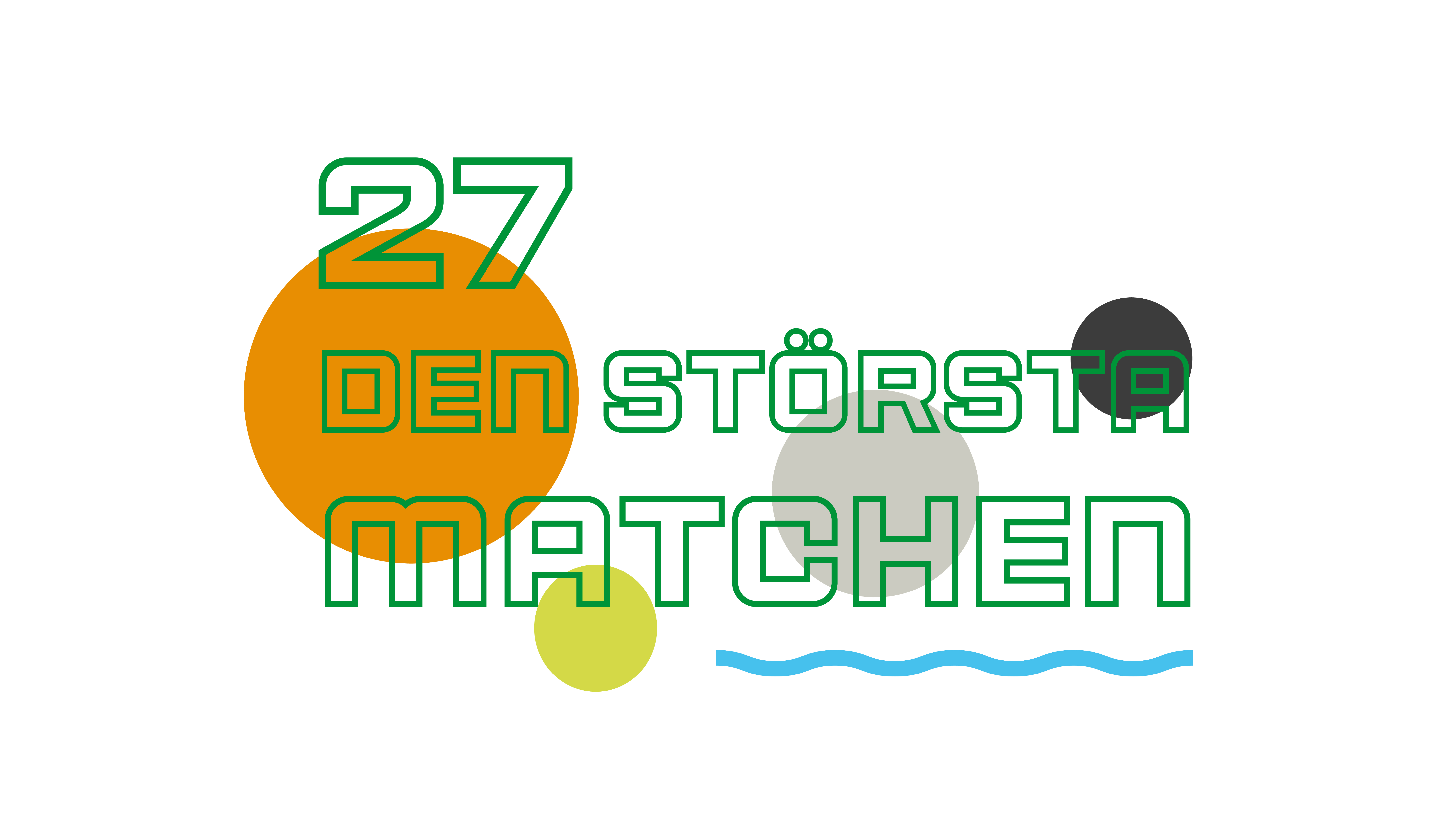 Logotyp med bollar och vatten med texten 27 Den största matchen.