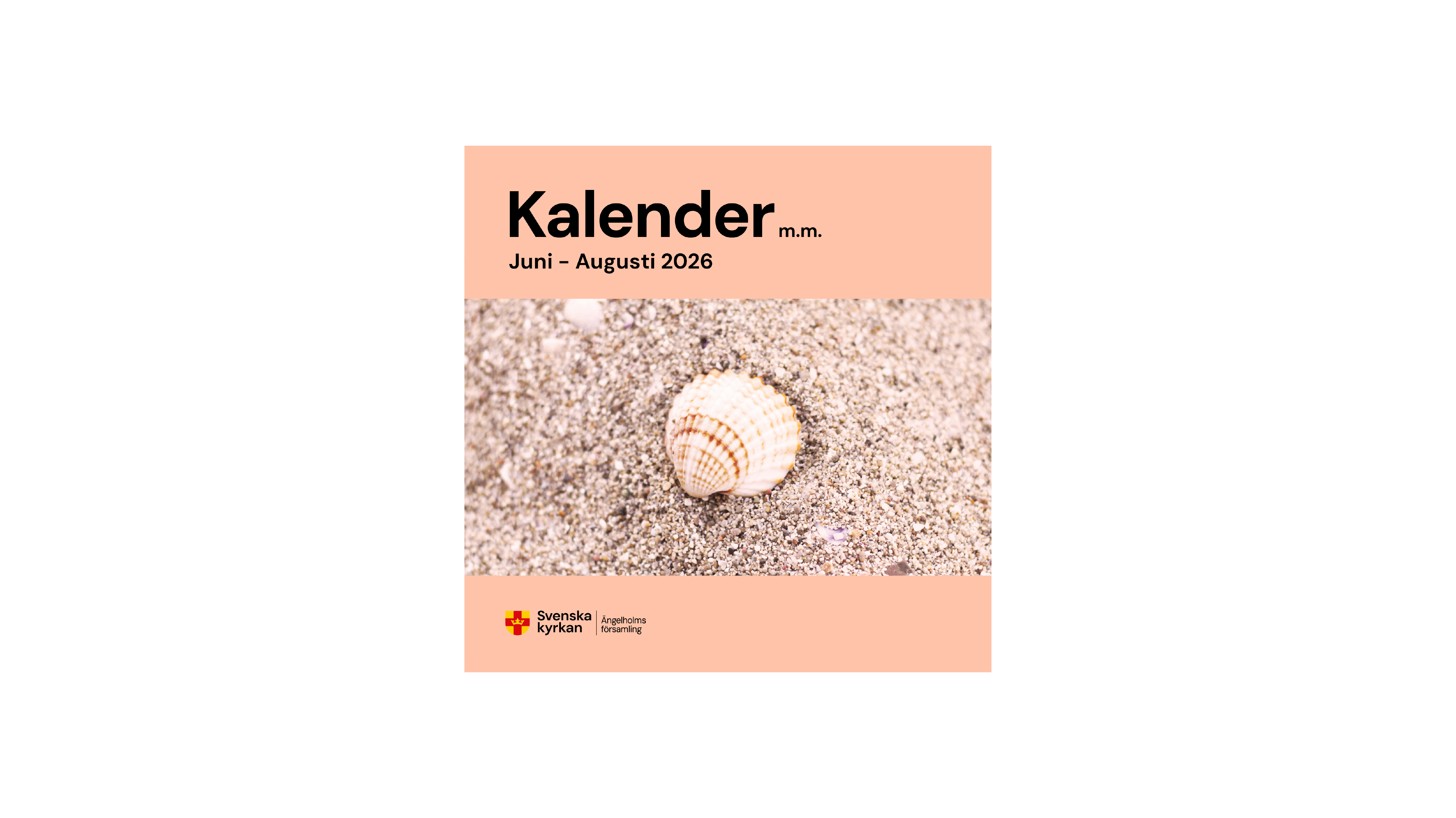 Framsidan av Kalendern med en bild på en snäcka på stranden.
