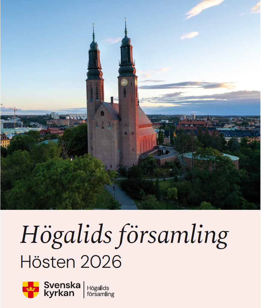 Bild på en tegelkyrka med två torn.