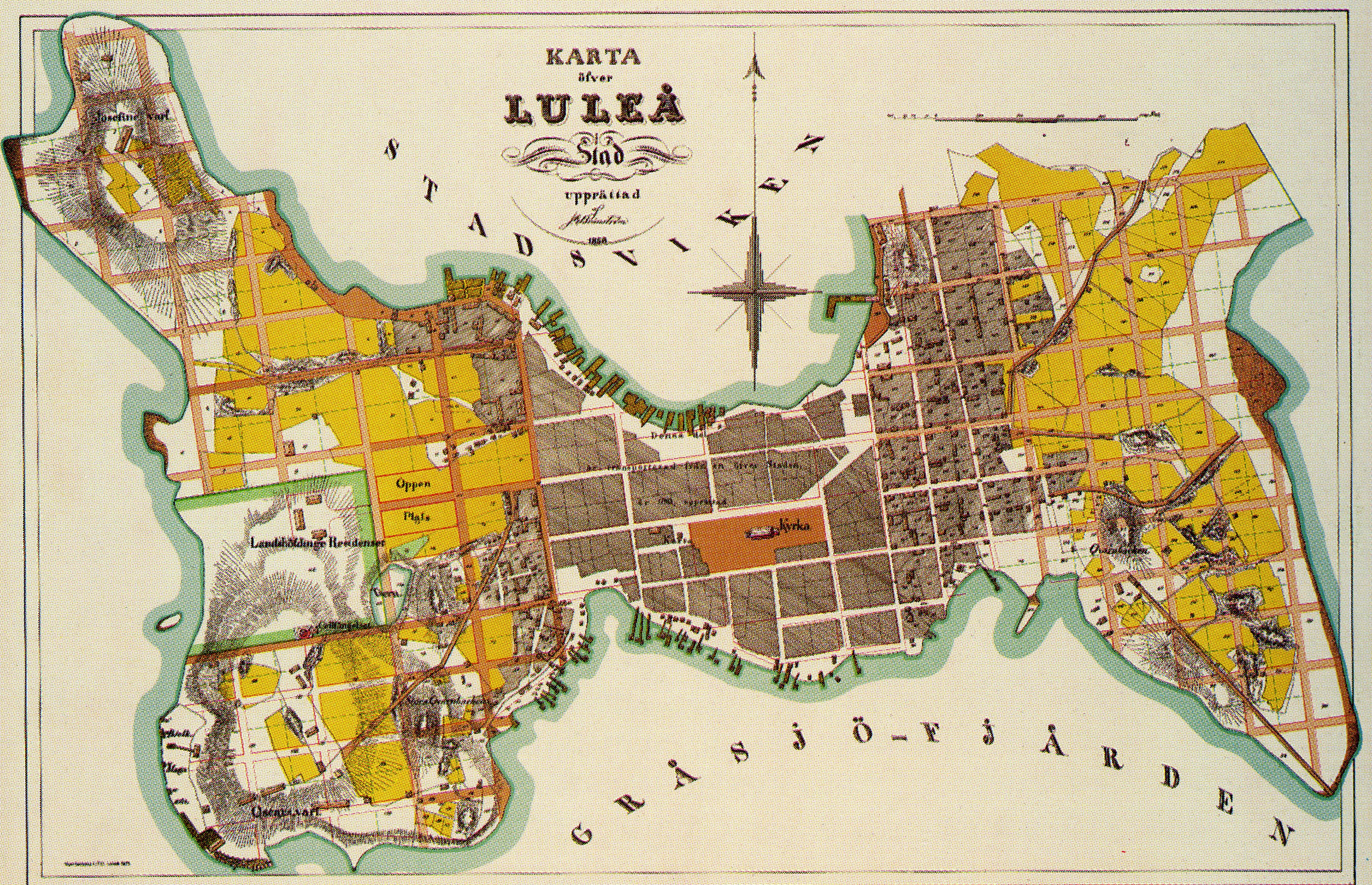 Äldre karta Luleå centrum Luleå kommuns stadsarkiv