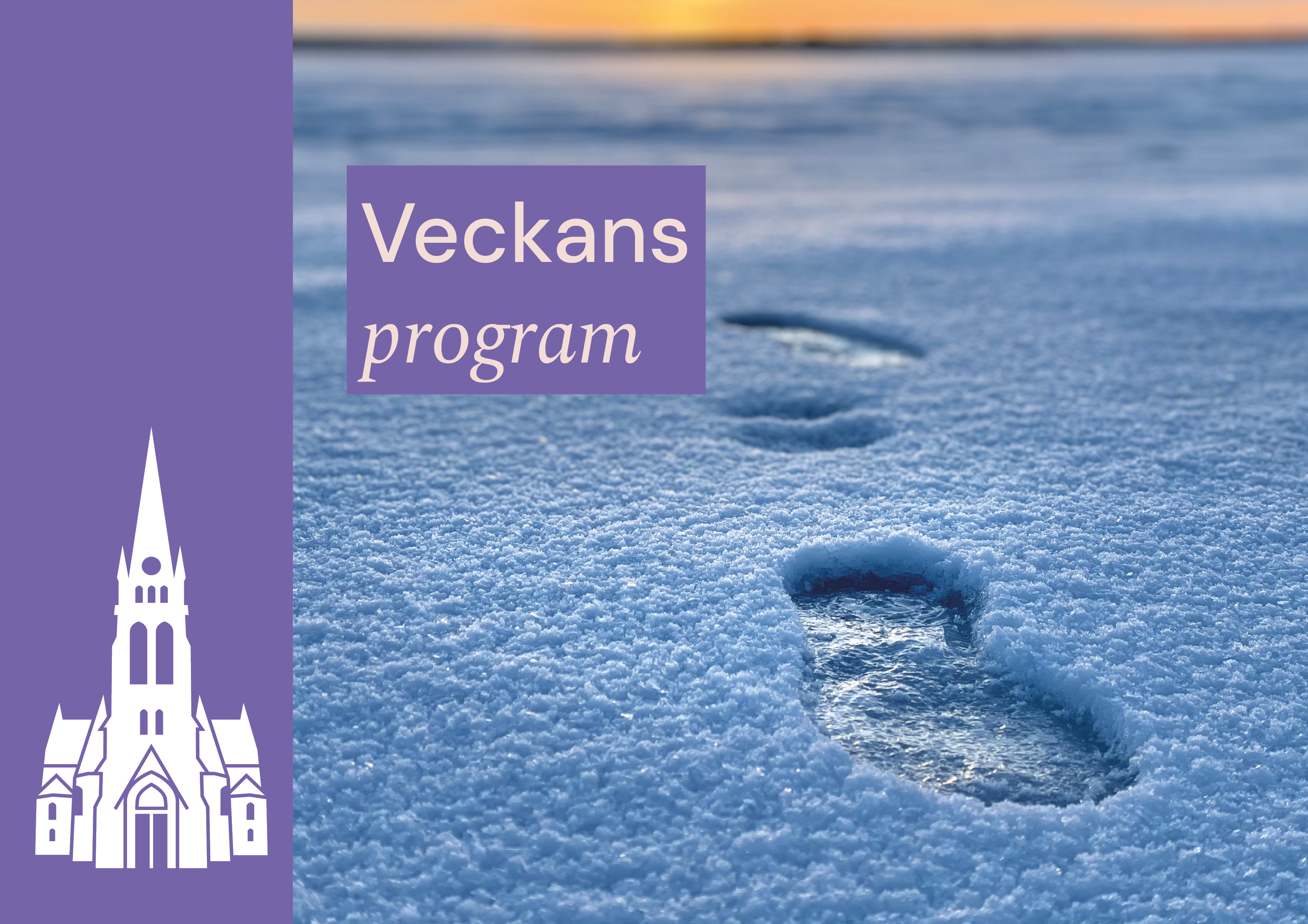 fotsteg på snö i solnedgång 