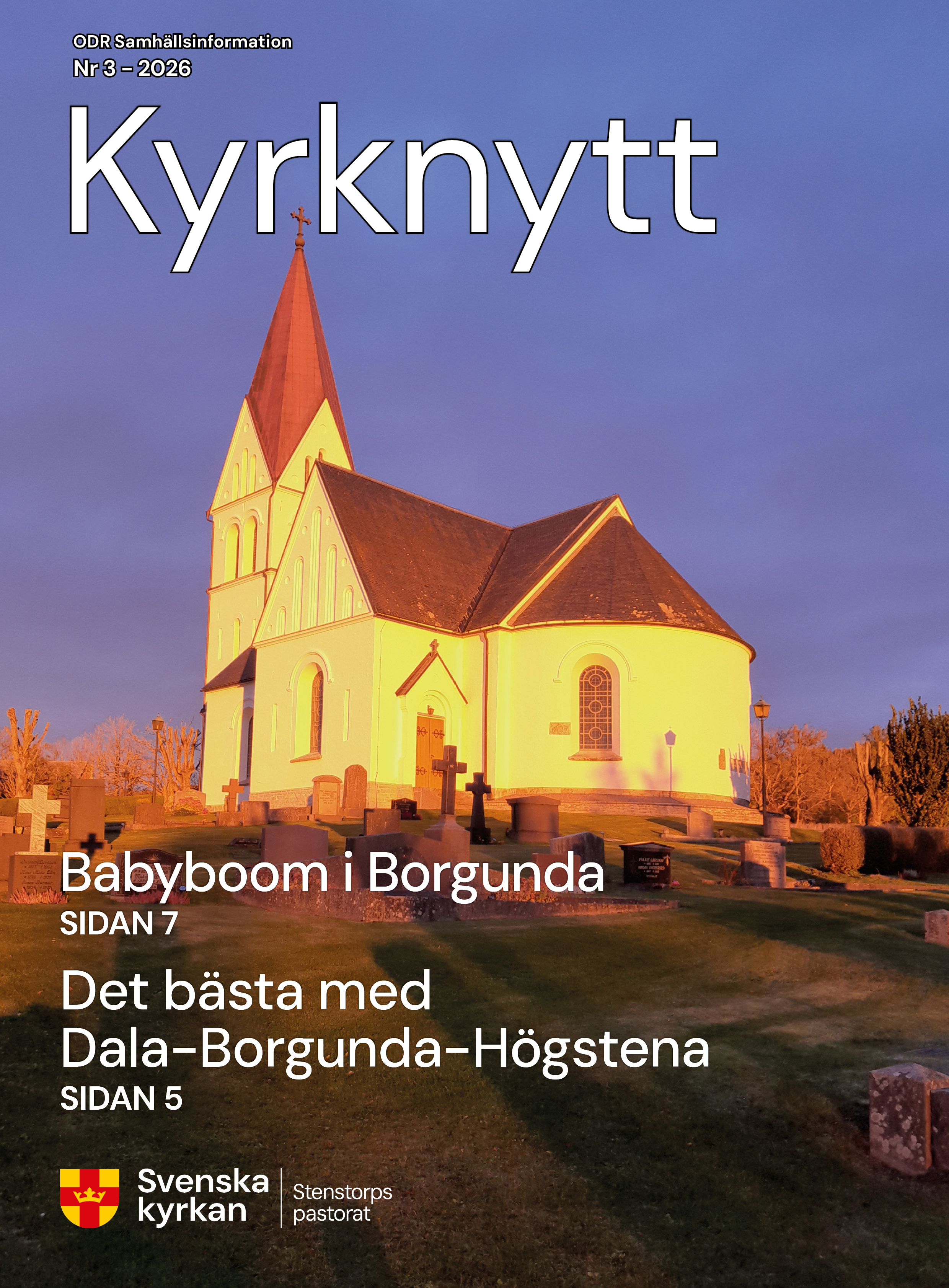 Framsidan på tidningen Kyrknytt, Borgunda kyrka