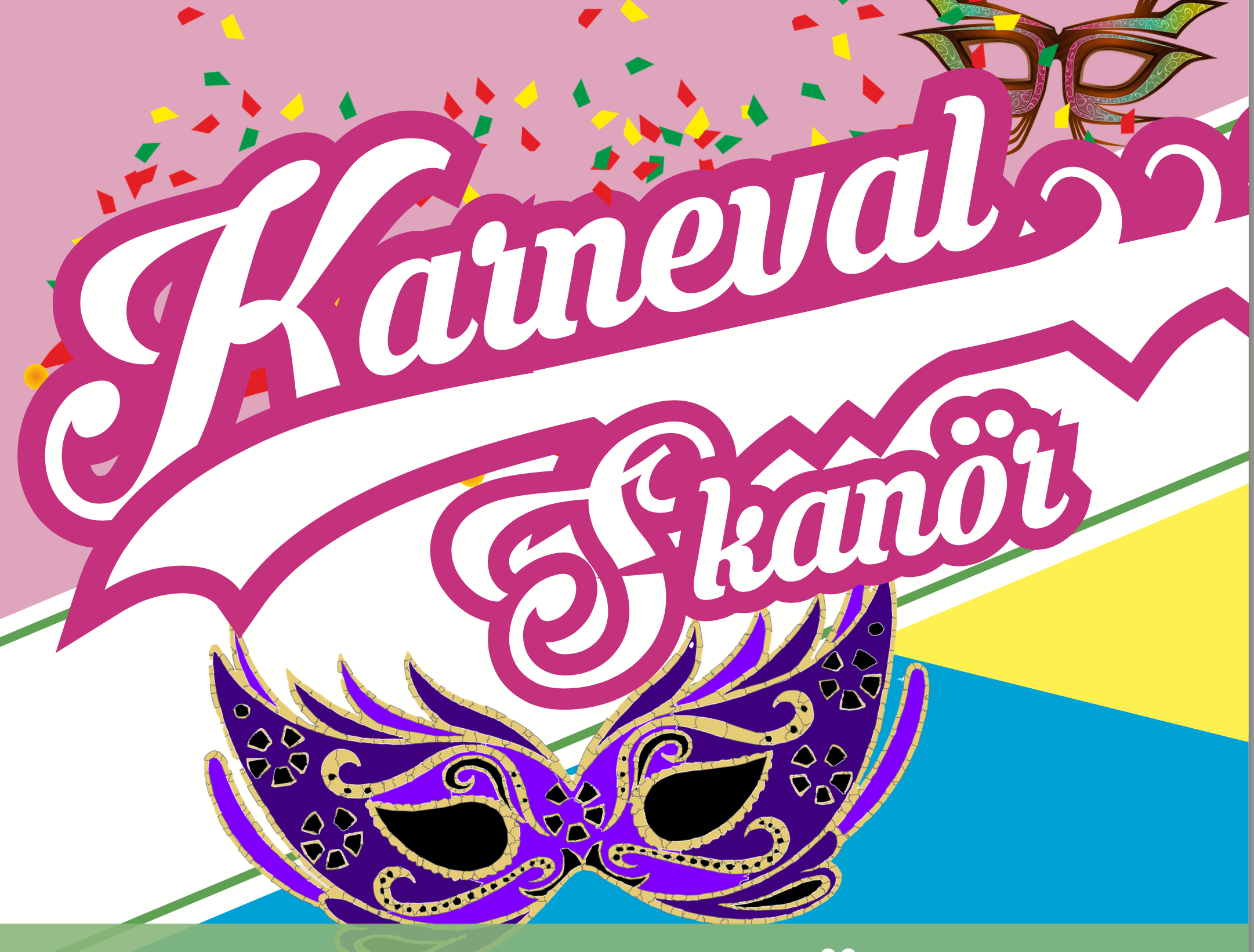 Logga med info om karnevalen i Skanör 2023. 