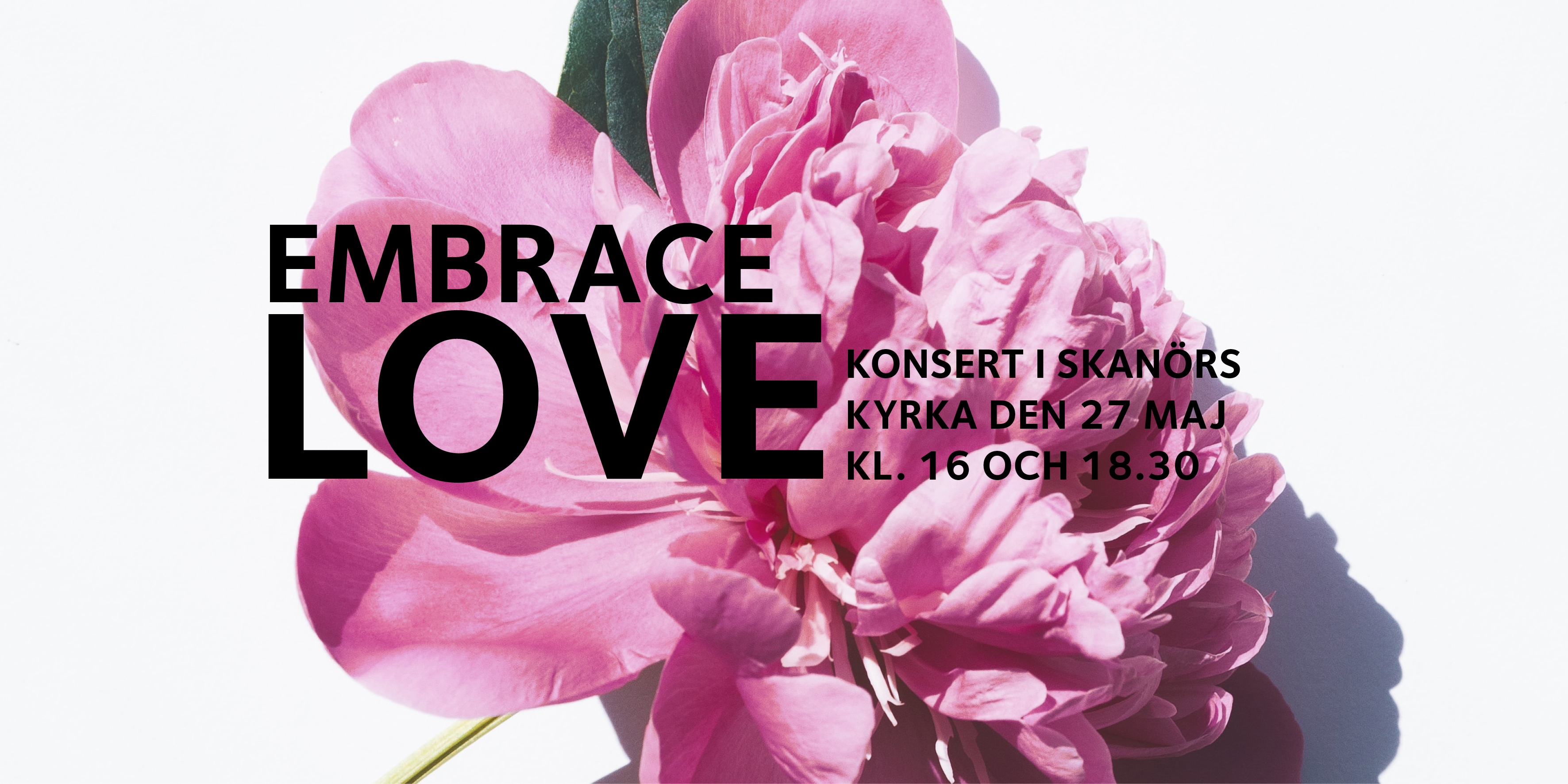 Rosa blomma med texten Embrace Love
