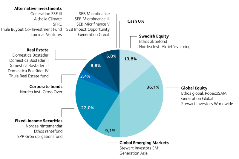 Diagram - Division between asset classes 31 December 2019.