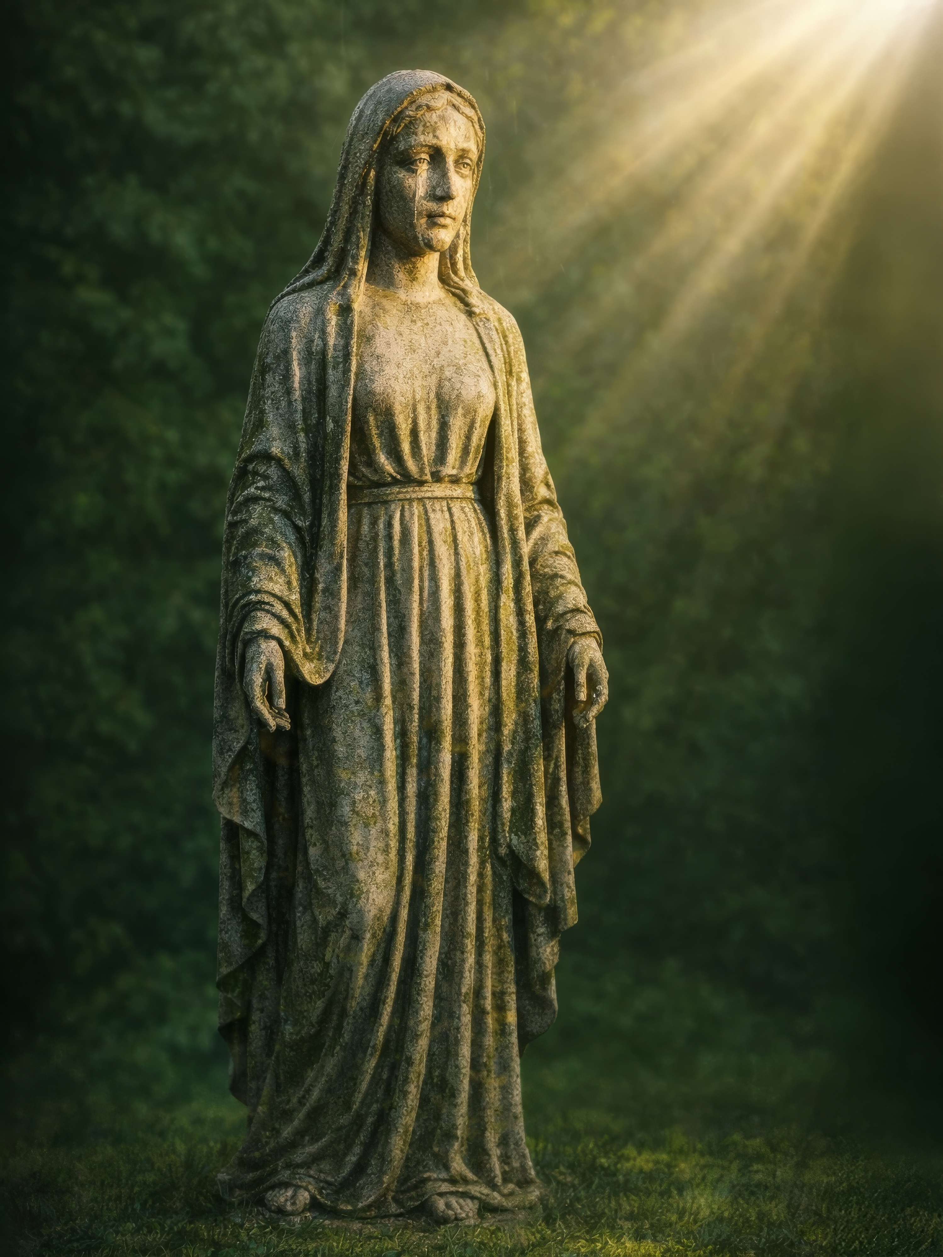 Staty av Jesu moder Maria i solregn