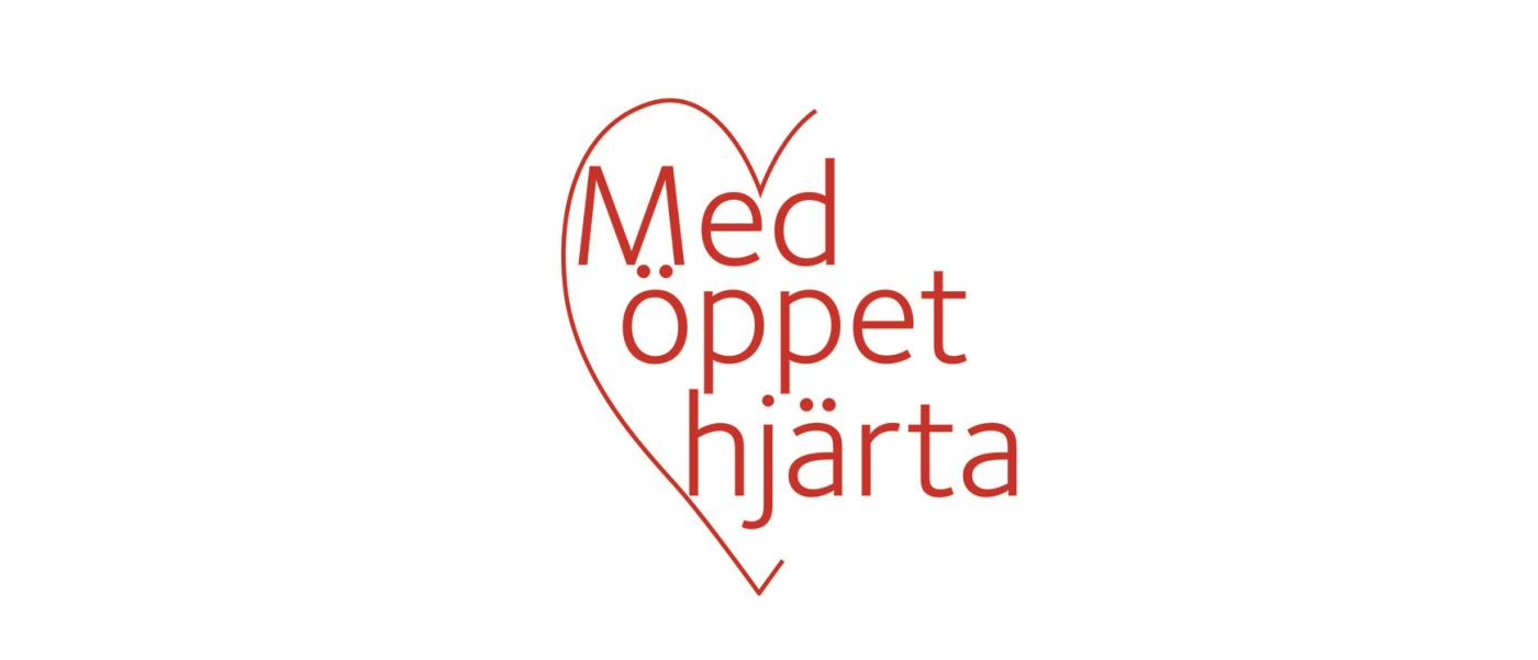 Grafik som är ett öppet hjärta med orden Med öppet hjärta i. 