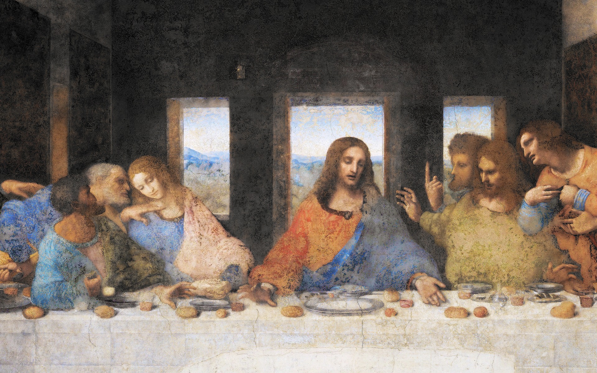 Jesus och lärljungarna firar den första nattvarden