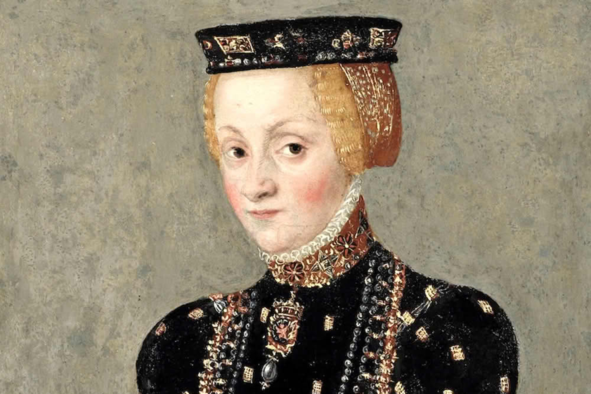 Målat porträtt av Katarina Jagellonica polsk-litauisk prinsessa och Sveriges drottning genom sitt äktenskap med Johan III.