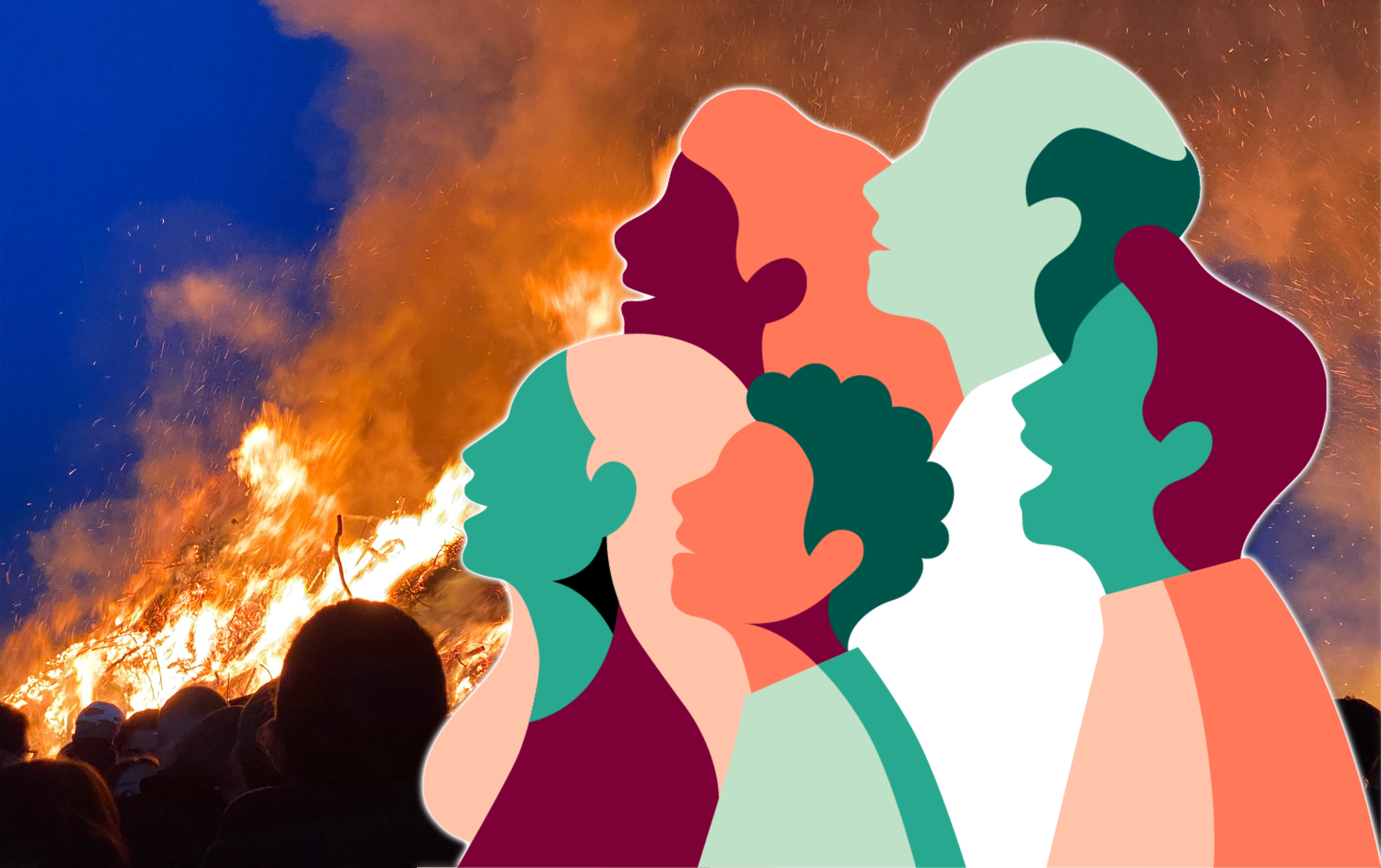 Kör sjunger vid valborgseld